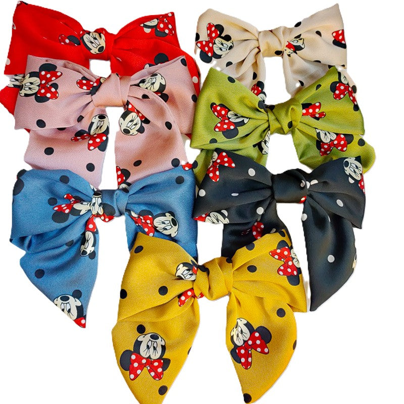 (Pre Order)Girls Cute Cartoon Print Knotted Hair Clip