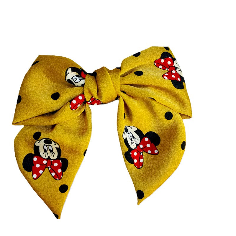 (Pre Order)Girls Cute Cartoon Print Knotted Hair Clip
