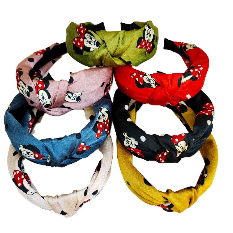 (Pre Order)Girls Cute Cartoon Print Knotted Headband
