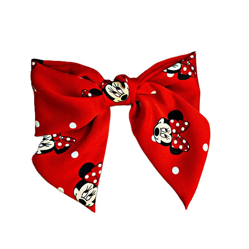(Pre Order)Girls Cute Cartoon Print Knotted Hair Clip