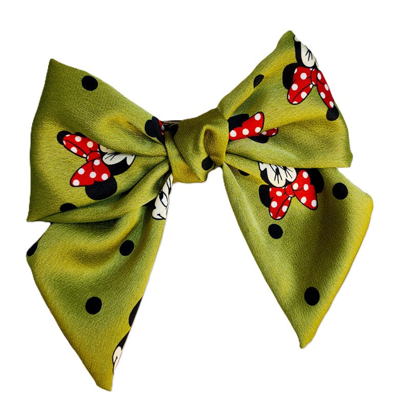(Pre Order)Girls Cute Cartoon Print Knotted Hair Clip