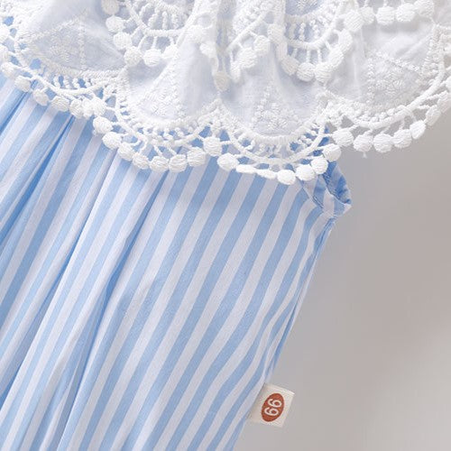 (In Production)Toddler Girls Spring&Summer Lace Stripe Romper
