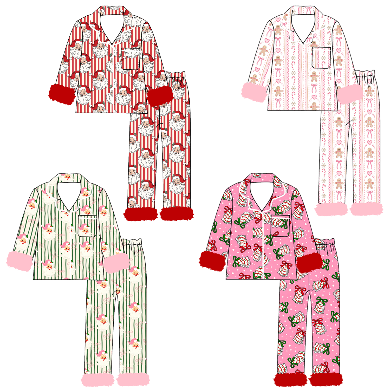 (Pre Order)Girls Christmas Print Pajamas