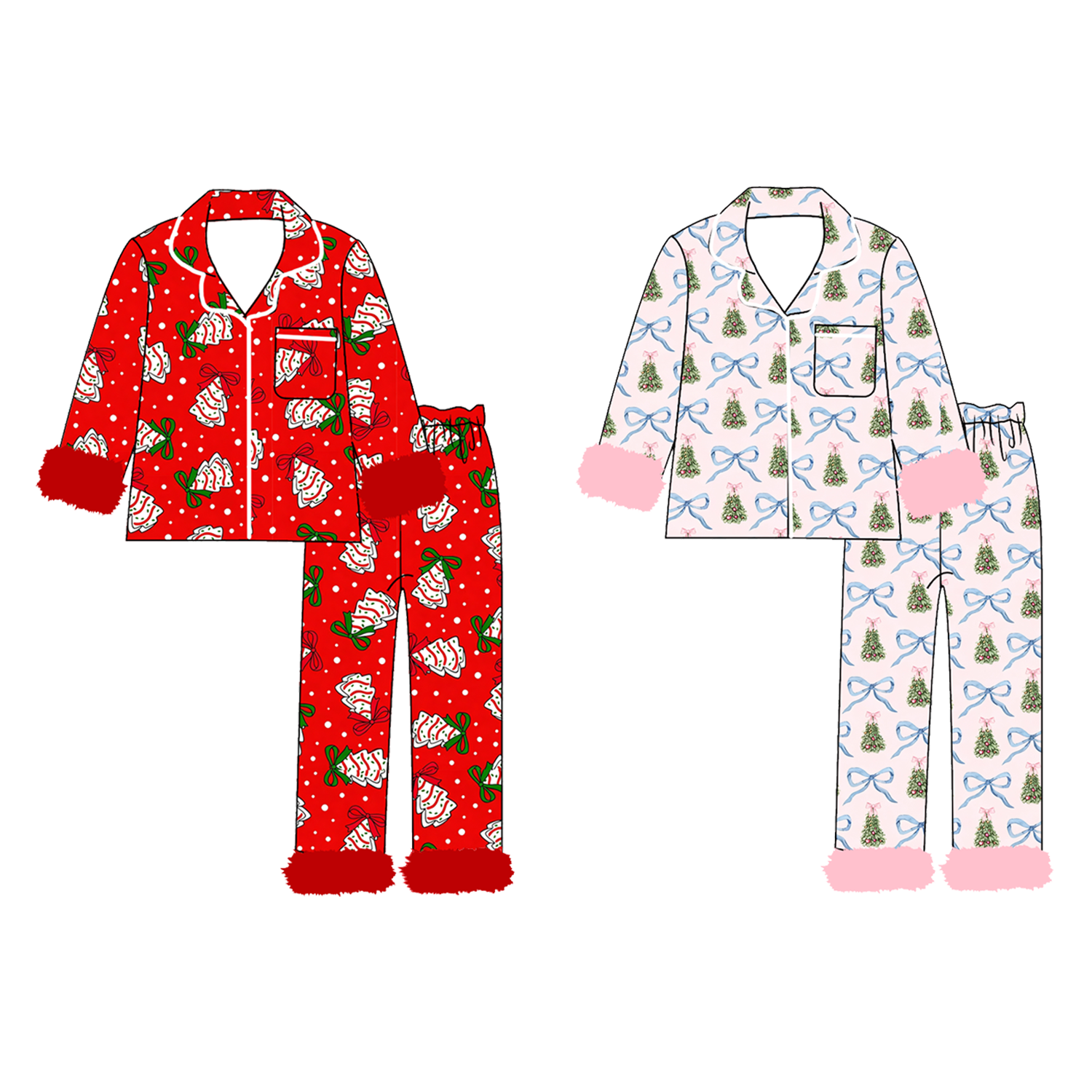 (Pre Order)Girls Christmas Print Pajamas