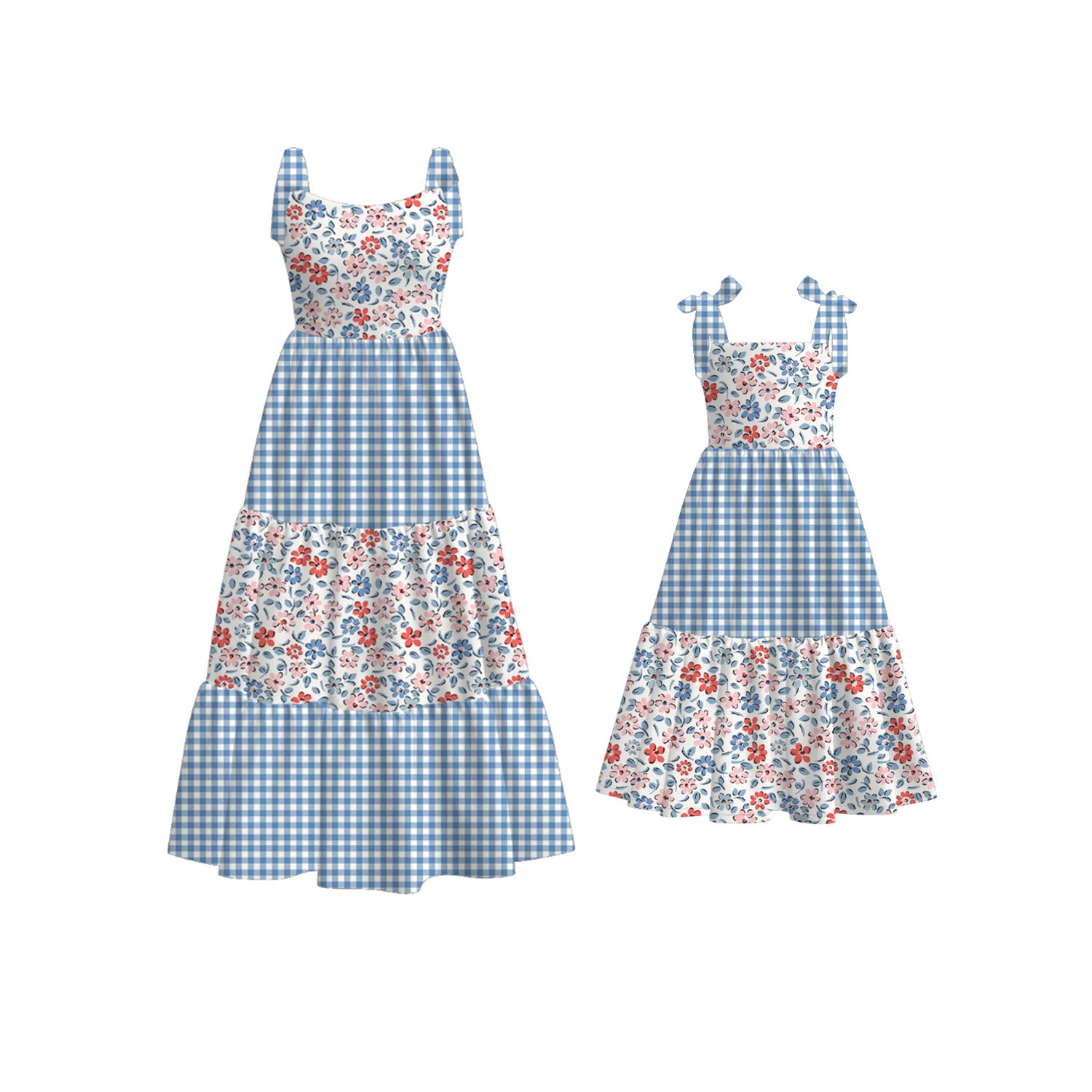(Pre Order)Mommy&Me Spring and Summer Floral Print MAXI Dress