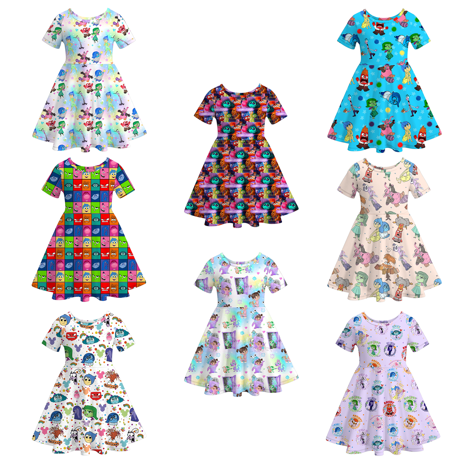 (Pre Order)Girls Cute Cartoon Print Twirl Dress