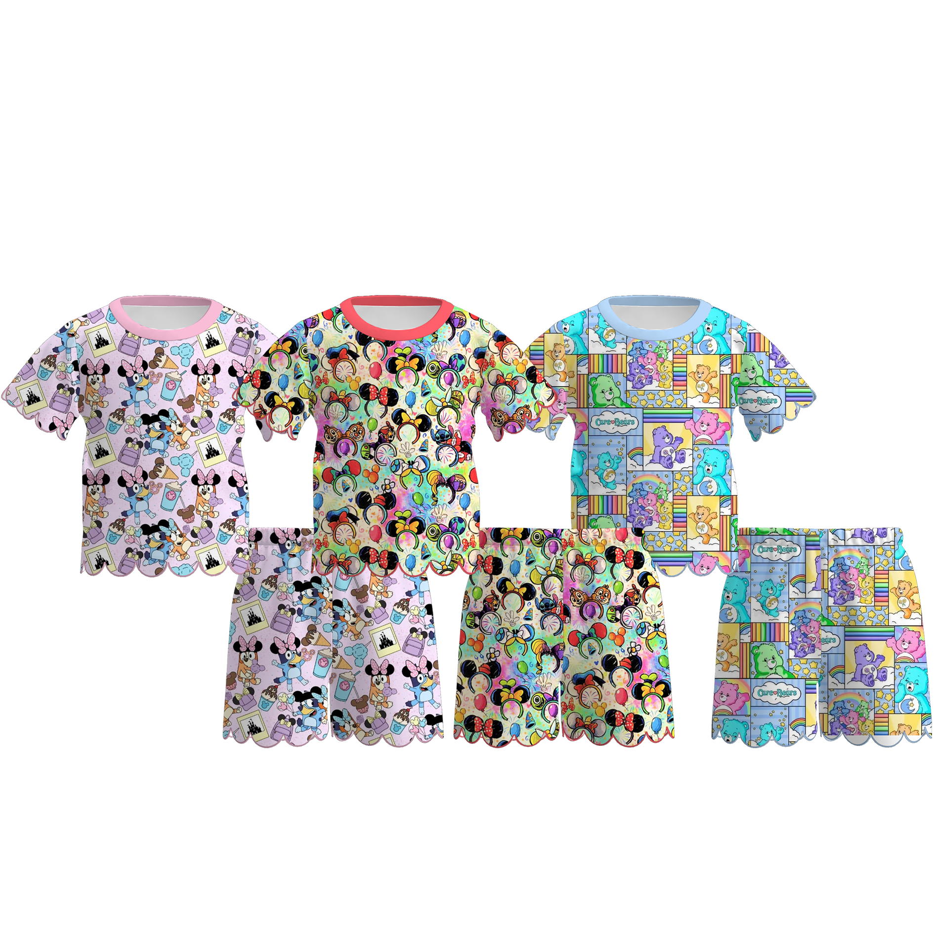 (Pre Order+Prepack Zone)Girls Spring&Summer Cartoon Scallop Set(Mix Size)
