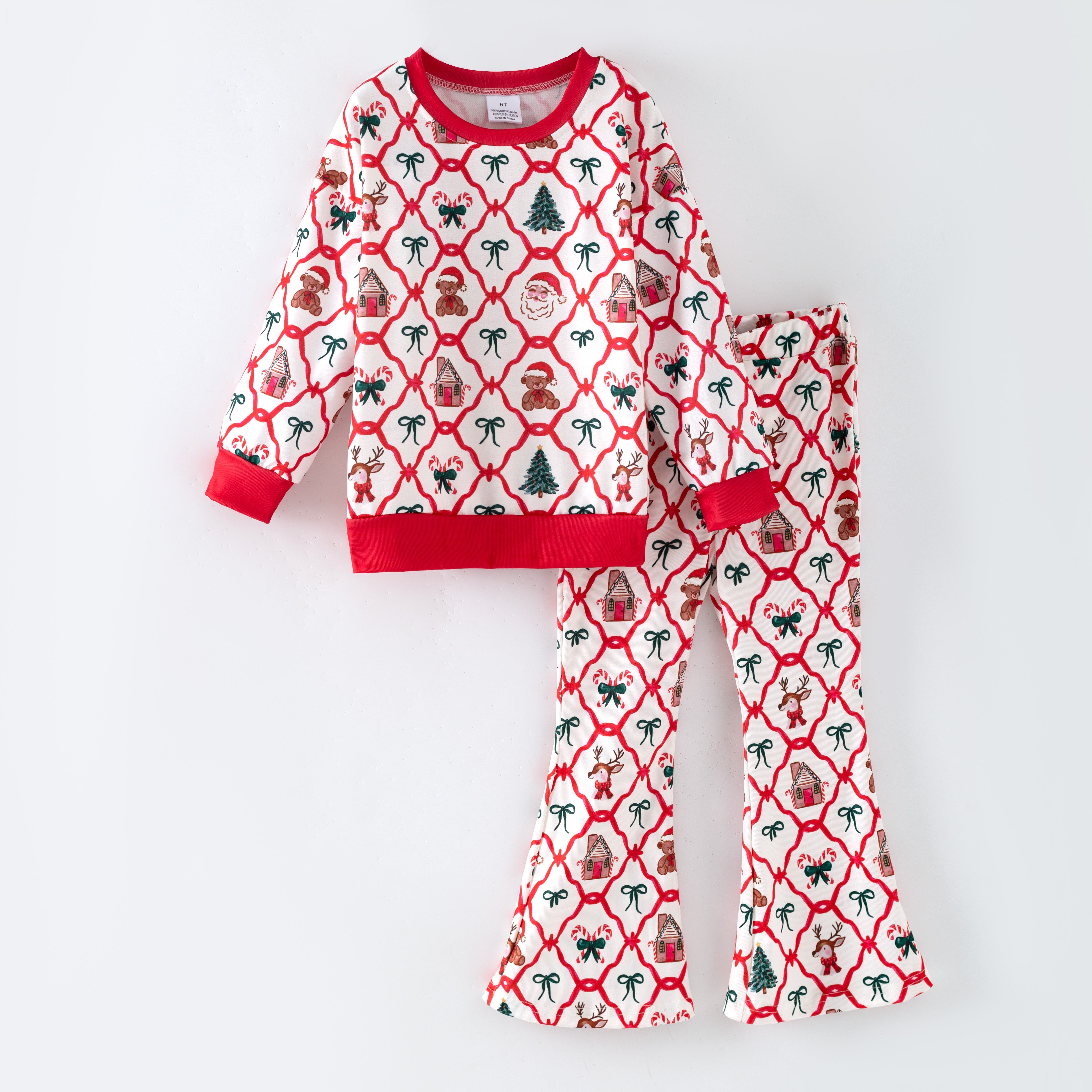 (Pre Order,Prepack Zone)Girls Christmas Print Set(Mix Size)