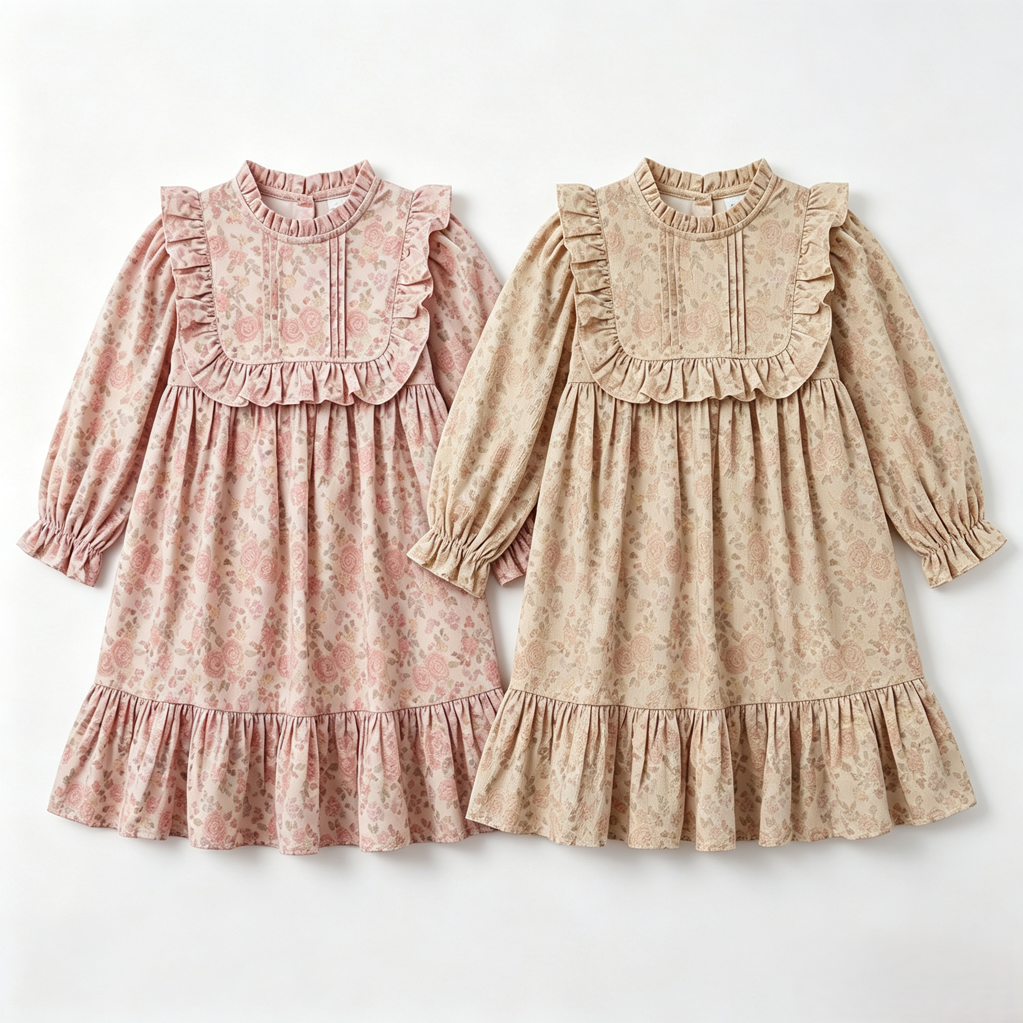 (Pre Order 2 Weeks)Girls Fall Floral Print Ruffle Dress