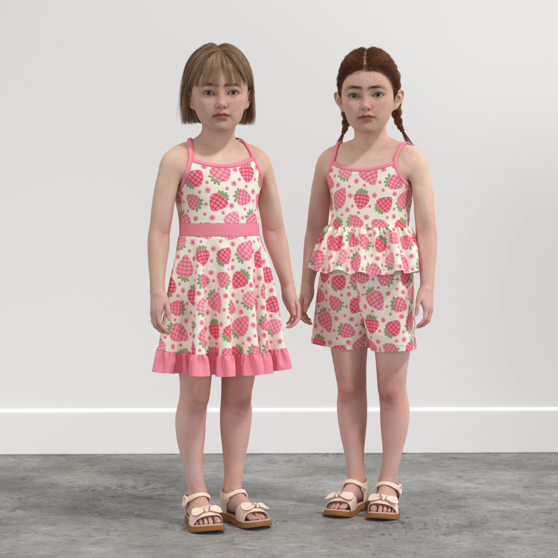 (Pre Order)Girls Spring and Summer Print Skort Dress