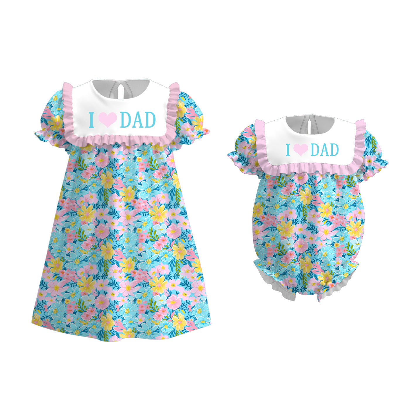 (Pre Order)Sisters Summer I♥DAD Embroidery Dress&Romper