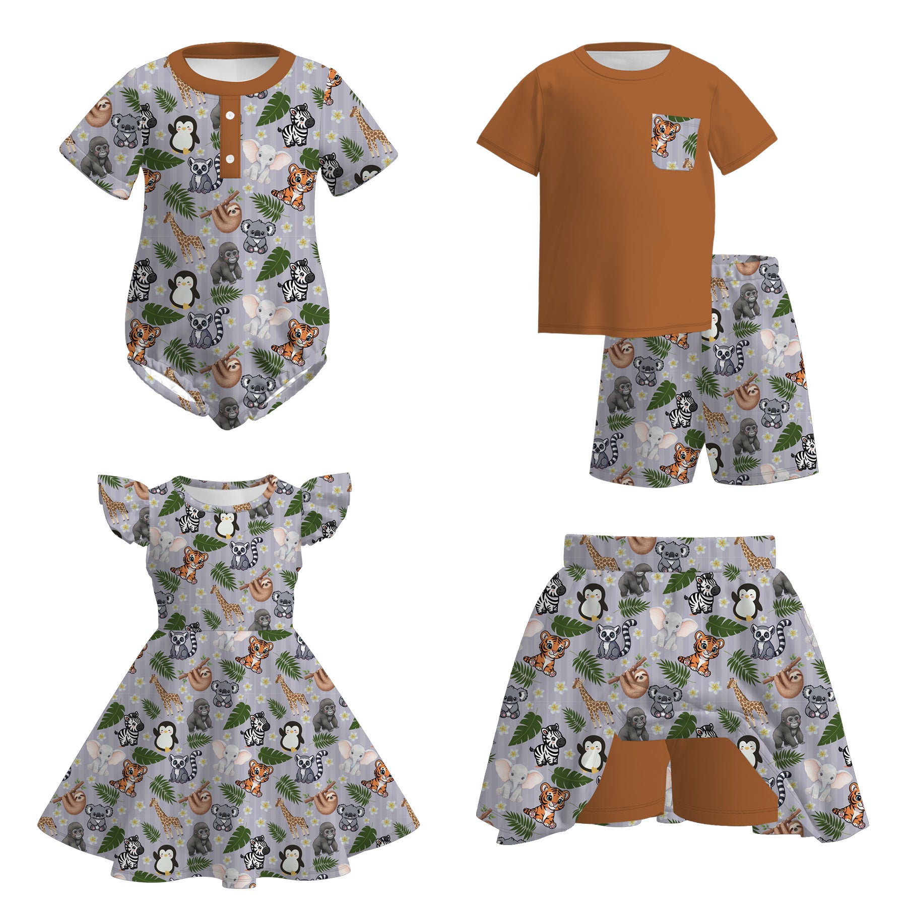 (Pre Order)Siblings Spring and Summer Animal Print Set&Romper