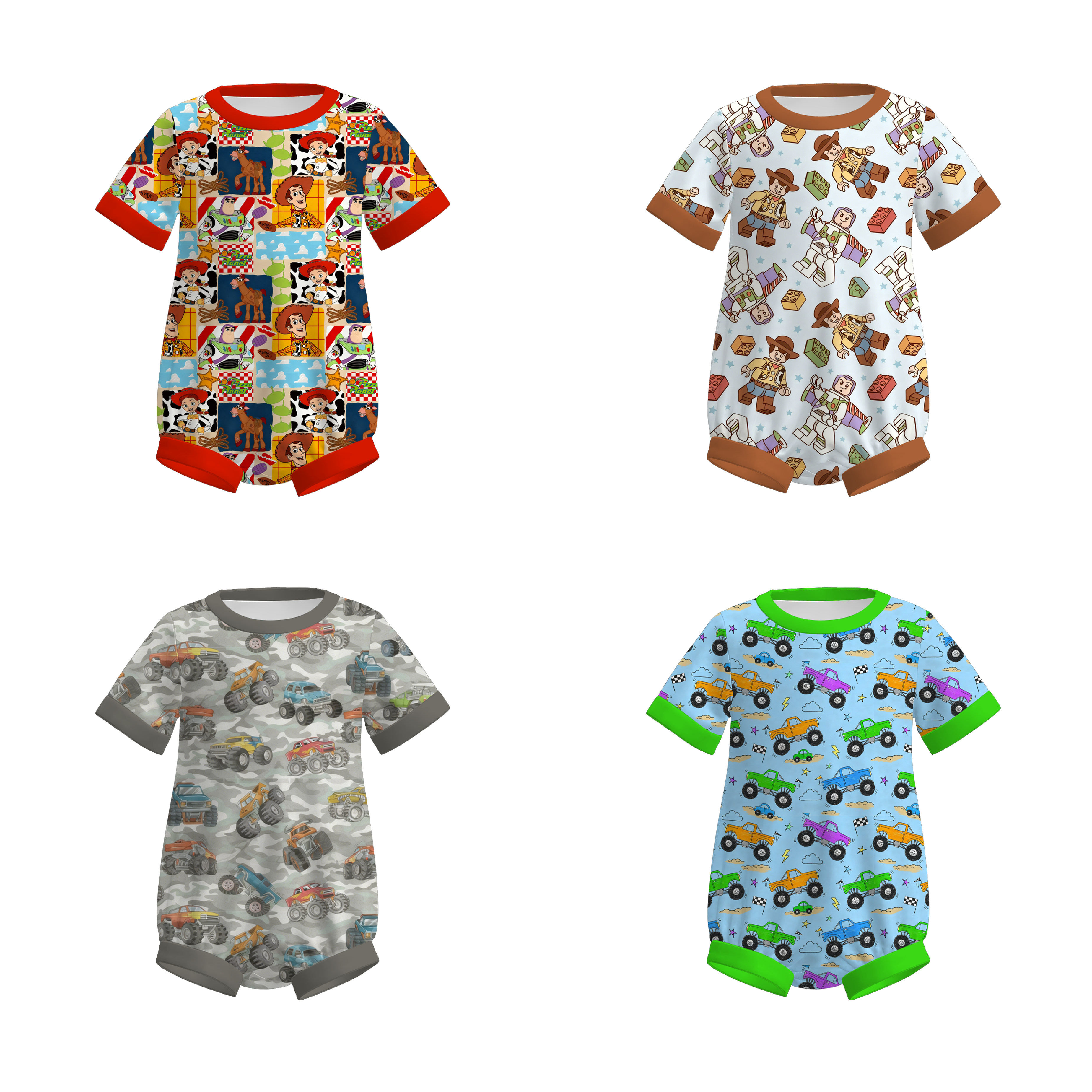 (Pre Order)Toddler Boys Spring&Summer Cartoon Print Romper