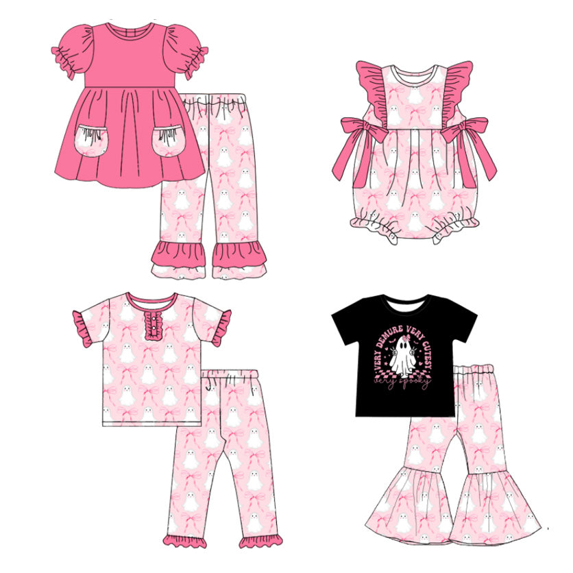 (Pre Order)Family Halloween Ghost Print Set,Pajamas&Romper