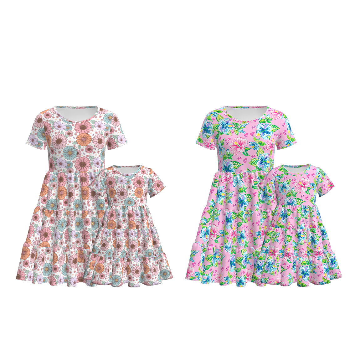(Pre Order)Mommy and Me Spring & Summer Floral Print Dress