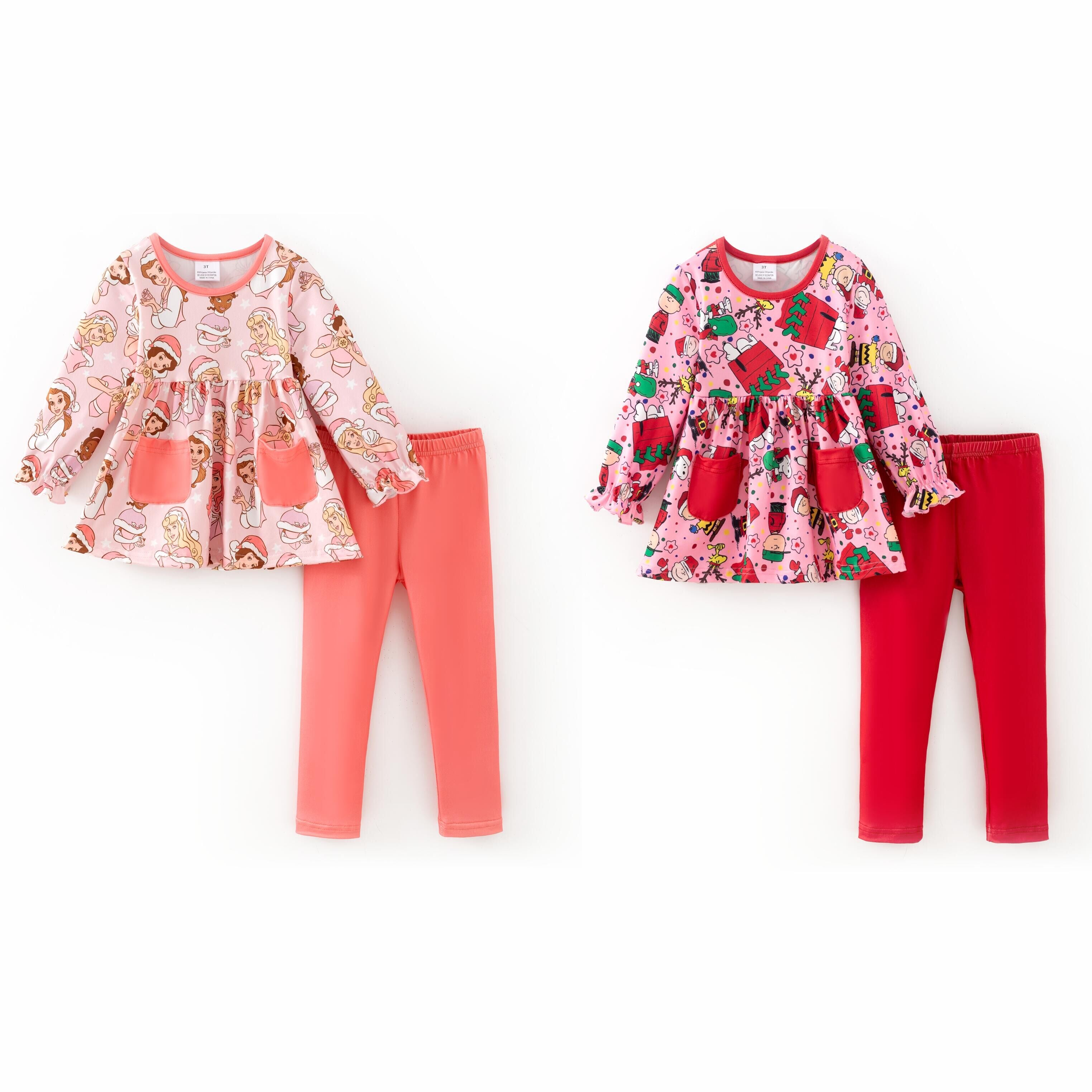(Pre Order,Prepack Zone)Girls Christmas Print Outfit Set(Mix Size)