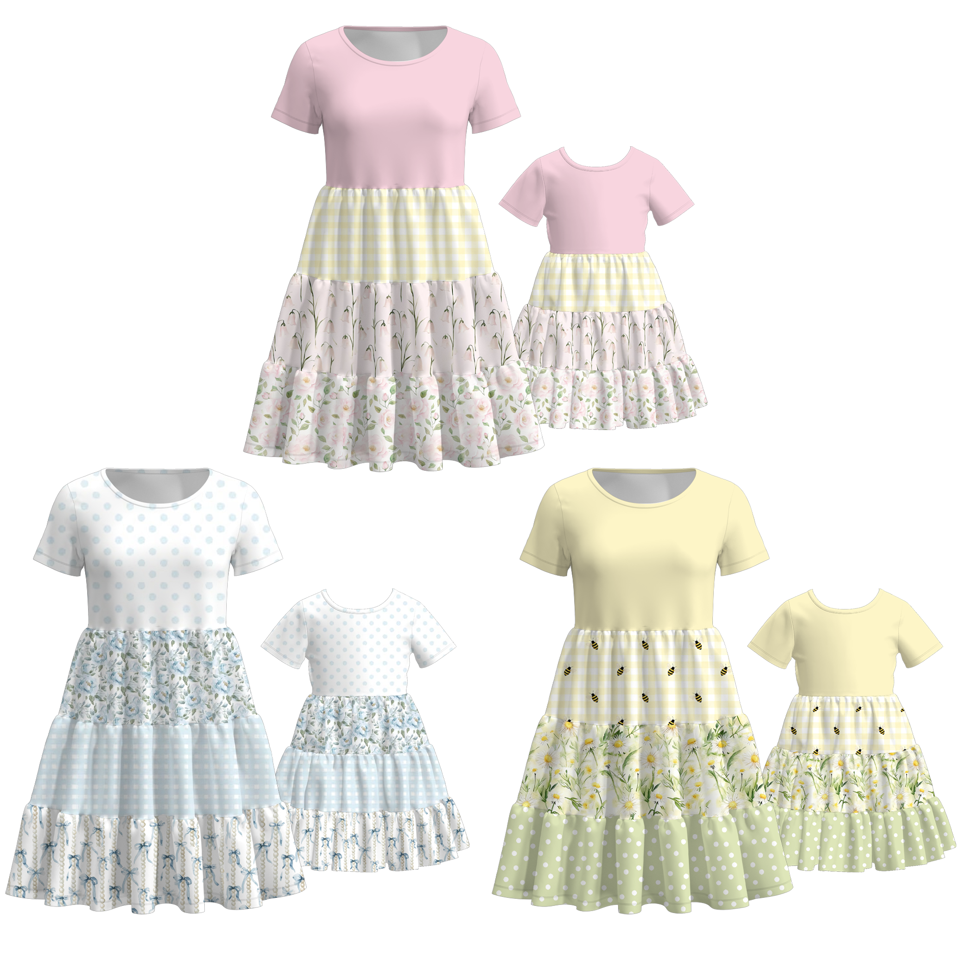 (Pre Order+Prepack Zone)Family Spring&Summer Floral Print Dress(Mix Size)