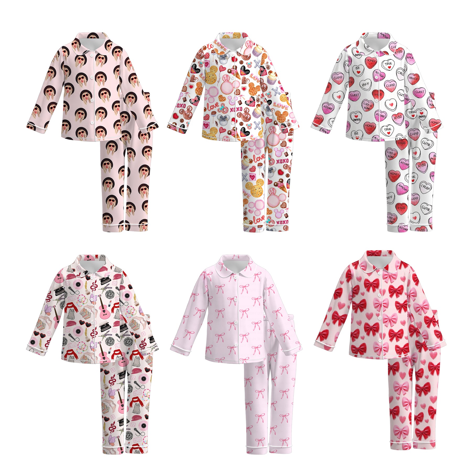 (Pre Order)Girls Valentine's Day Print Pajamas