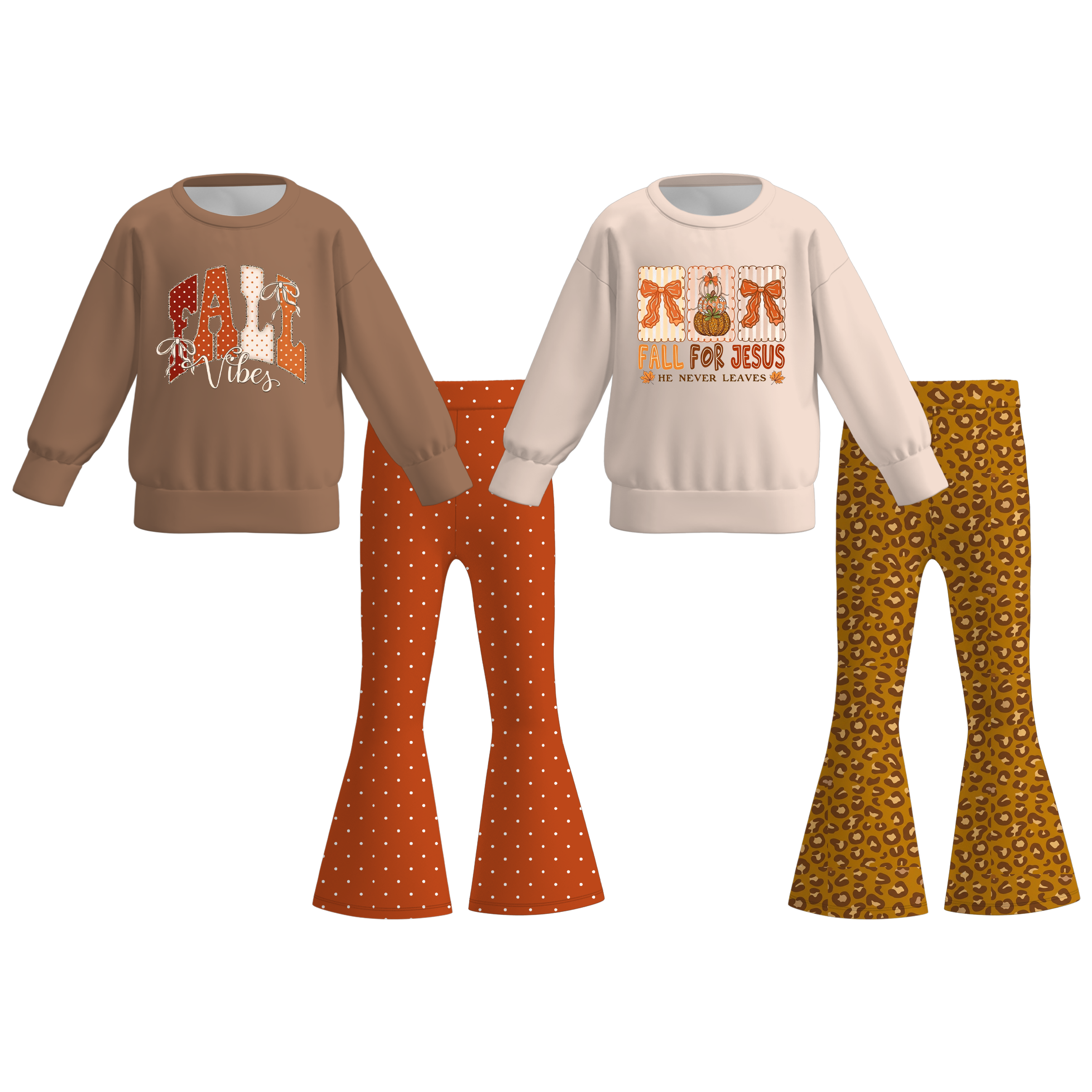 (Pre Order)Girls Fall Vibes Print Sweatshirt Set