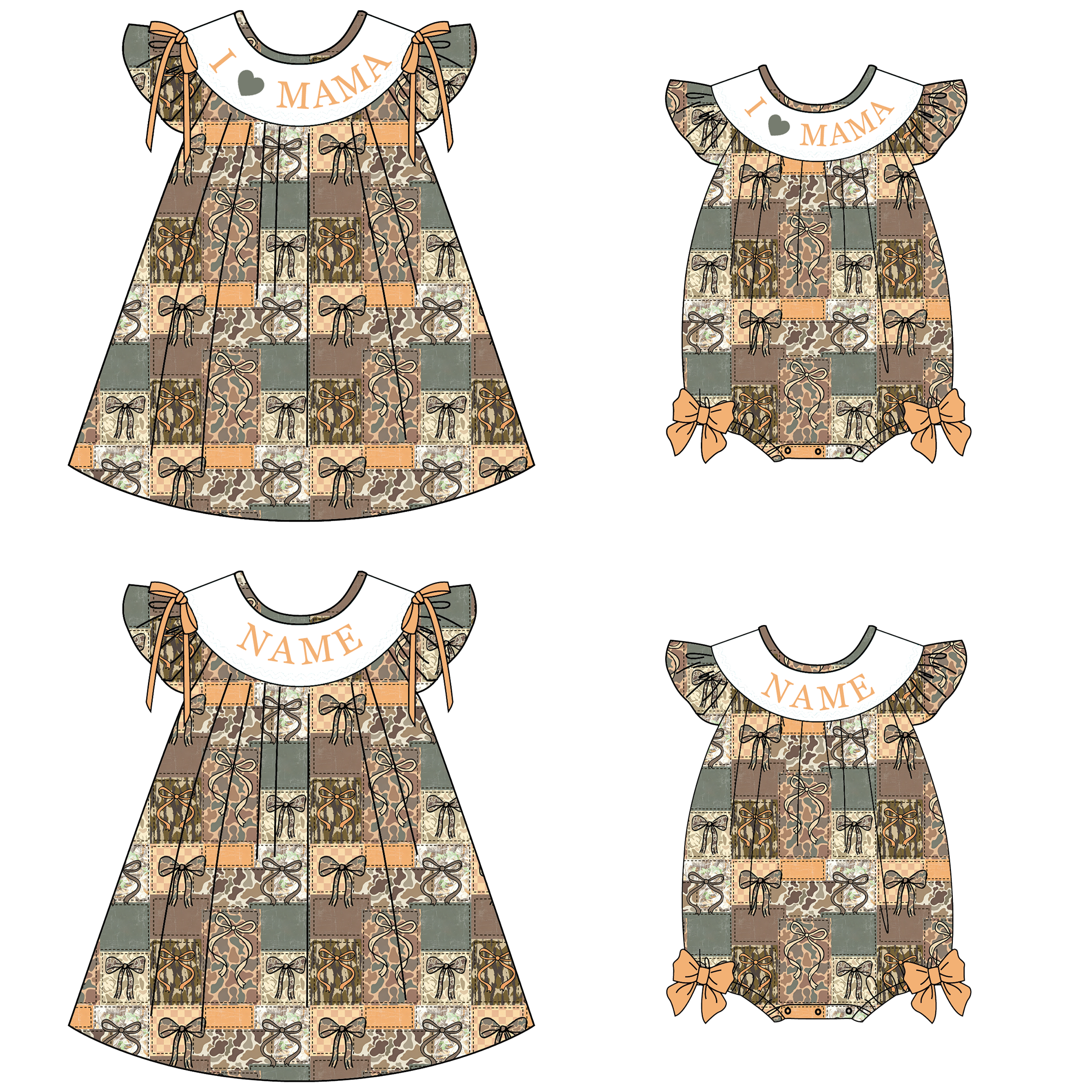 (Pre Order)Sisters Spring&Summer I♥MAMA Embroidery Smocked Dress&Romper