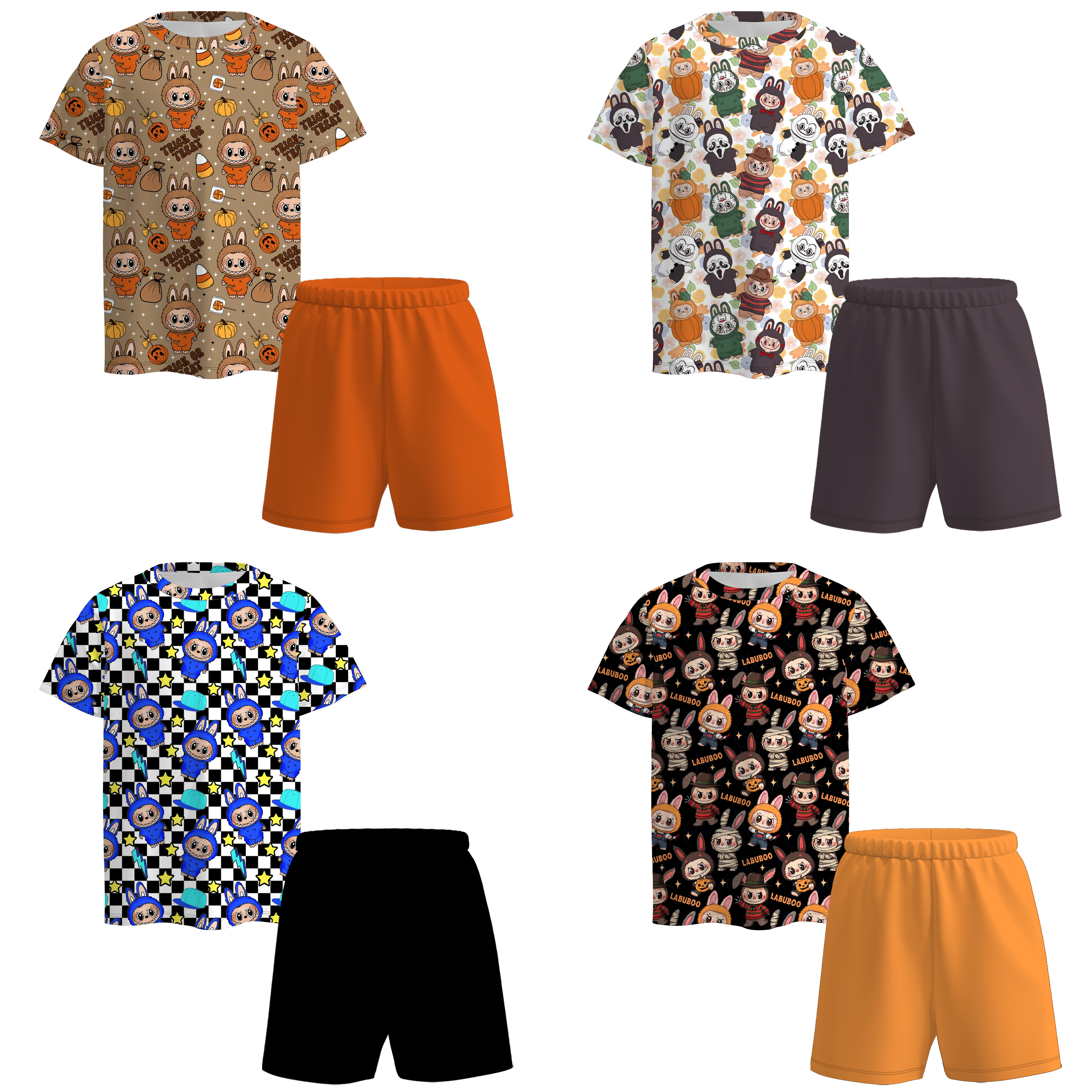 (Pre Order)Boys Cartoon Print Shorts Set