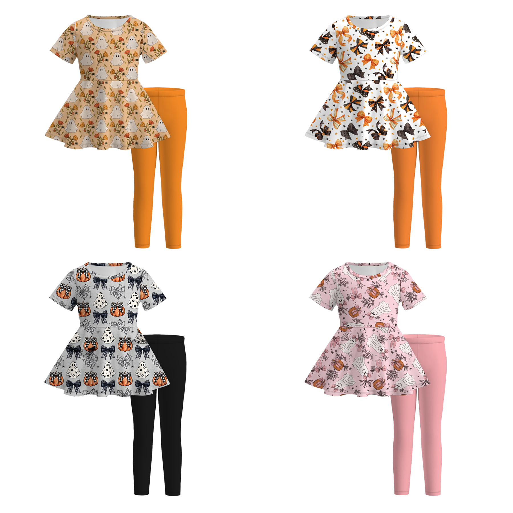 (Pre Order)Girls Halloween Print Outfit Set
