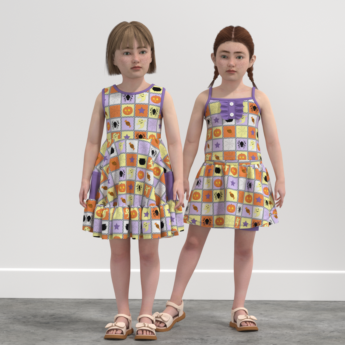(Pre Order)Girls Halloween Ghost Print Dress
