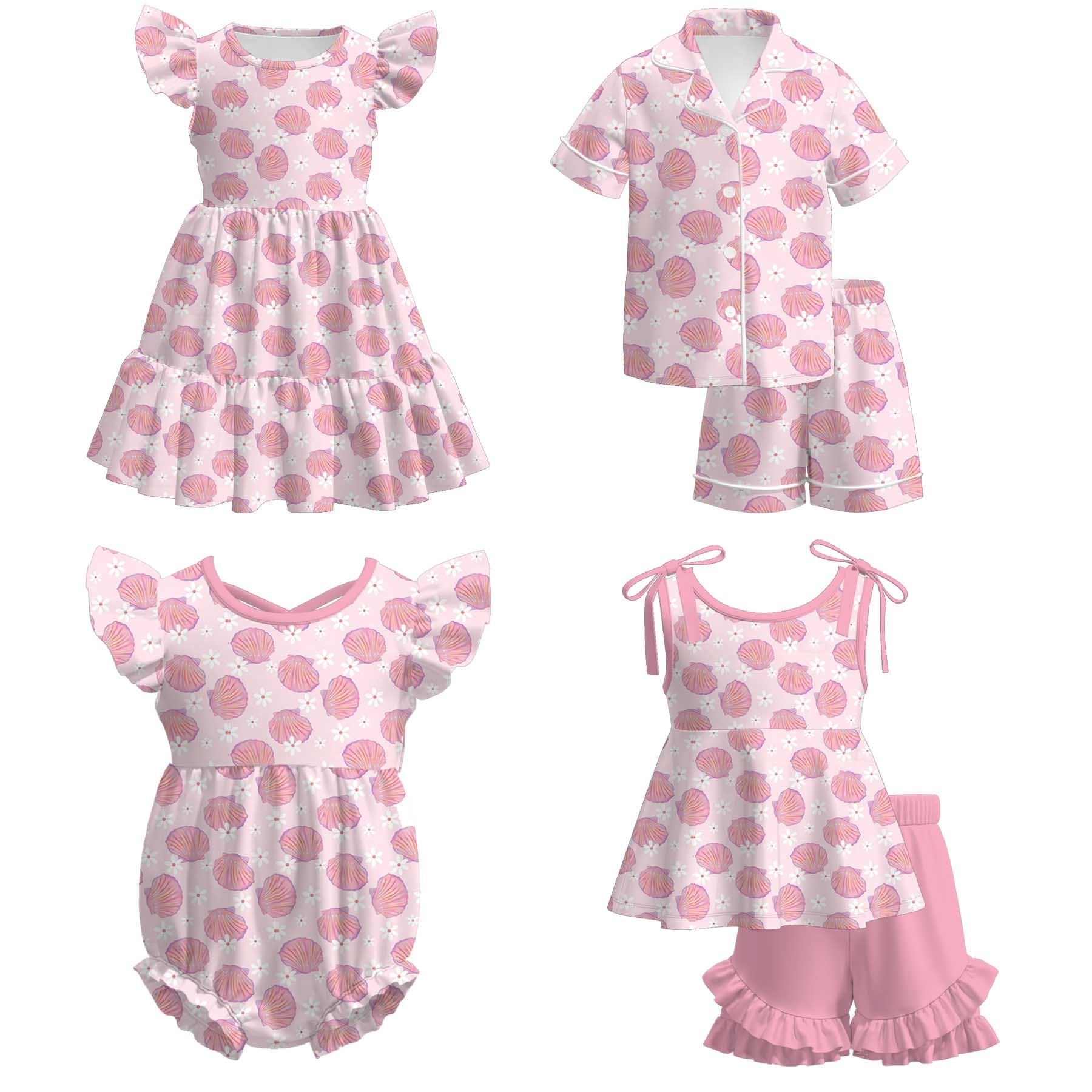 (Pre Order)Sisters Spring&Summer Seashell Print Dress,Set&Romper