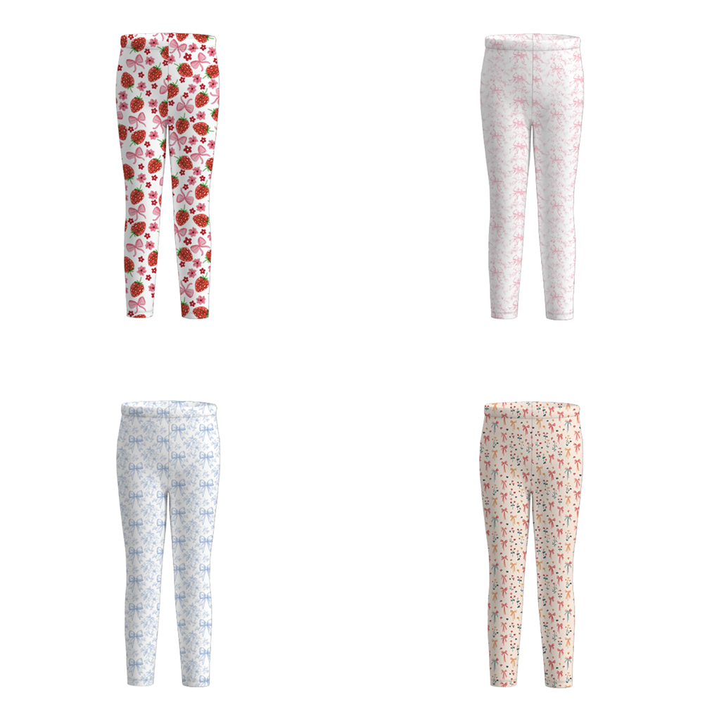 (Pre Order)Girls Spring and Summer Strawberry&Bow Print Pants