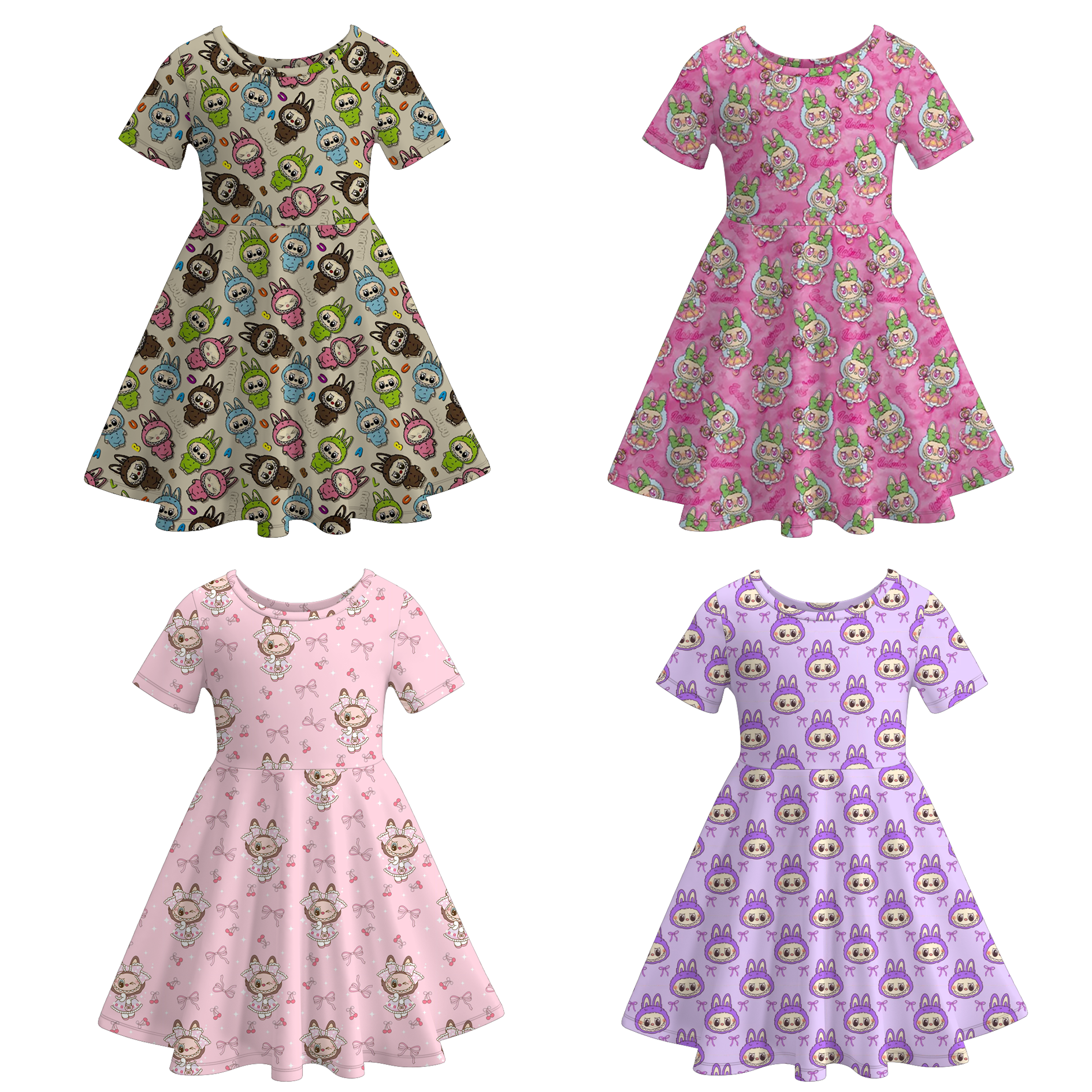 (Pre Order)Girls Spring&Summer Cartoon Print Dress