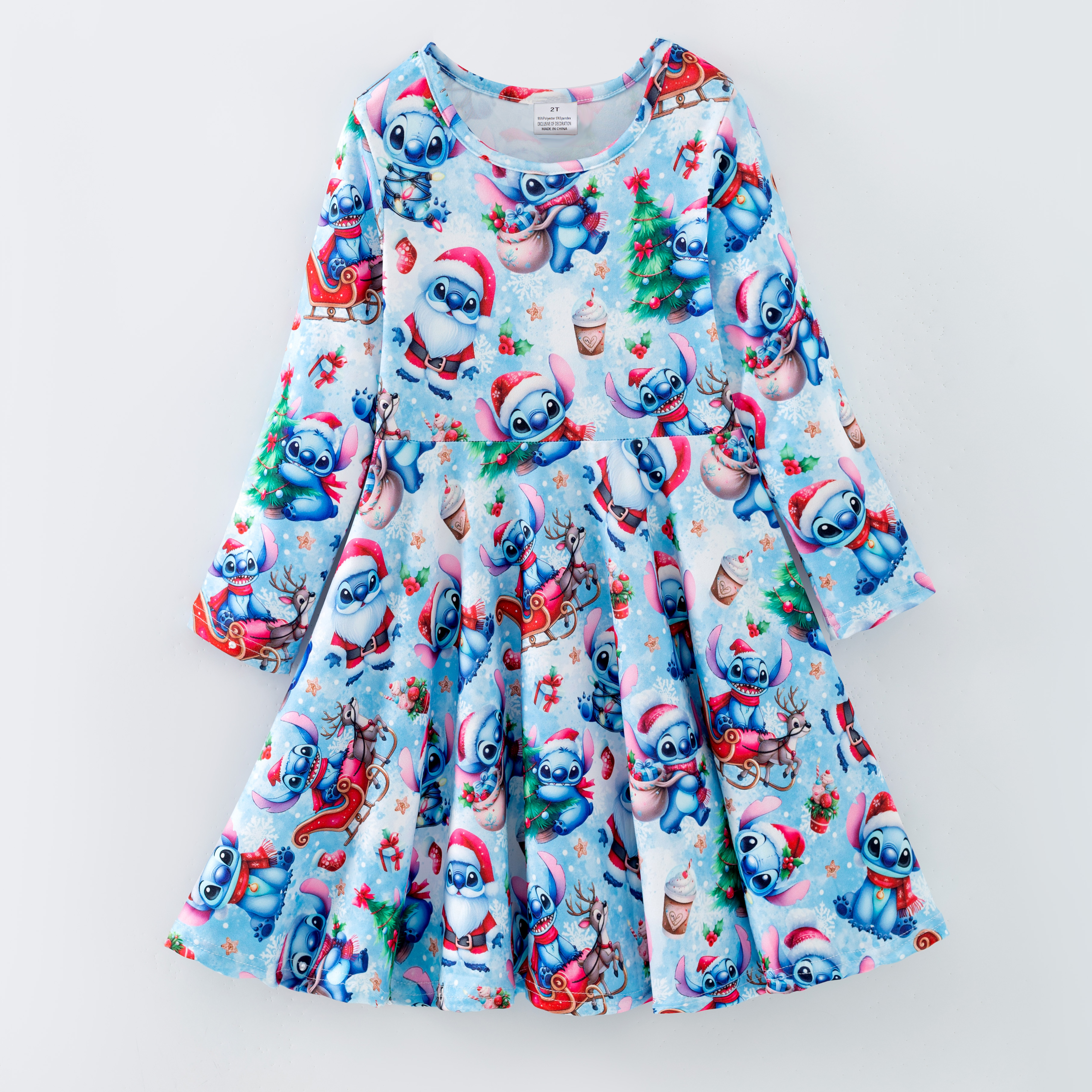 (Pre Order,Prepack Zone)Girls Christmas Cartoon Print Dress(Mix Size)