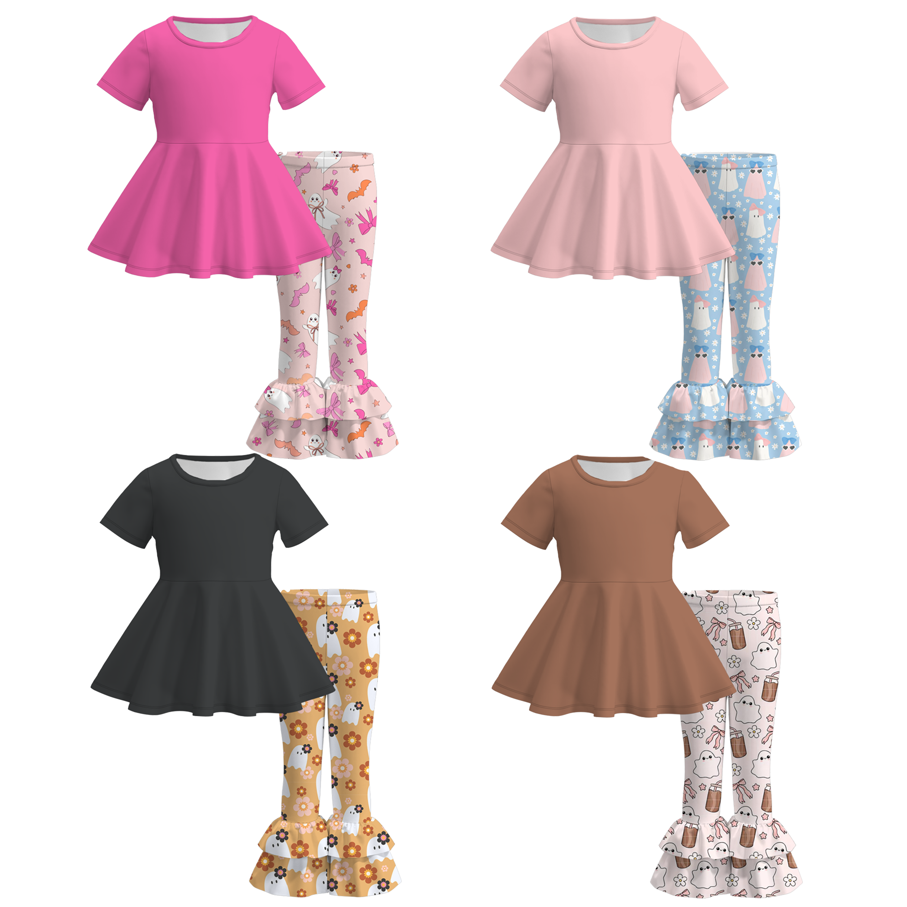 (Pre Order)Girls Halloween Print Outfit Set