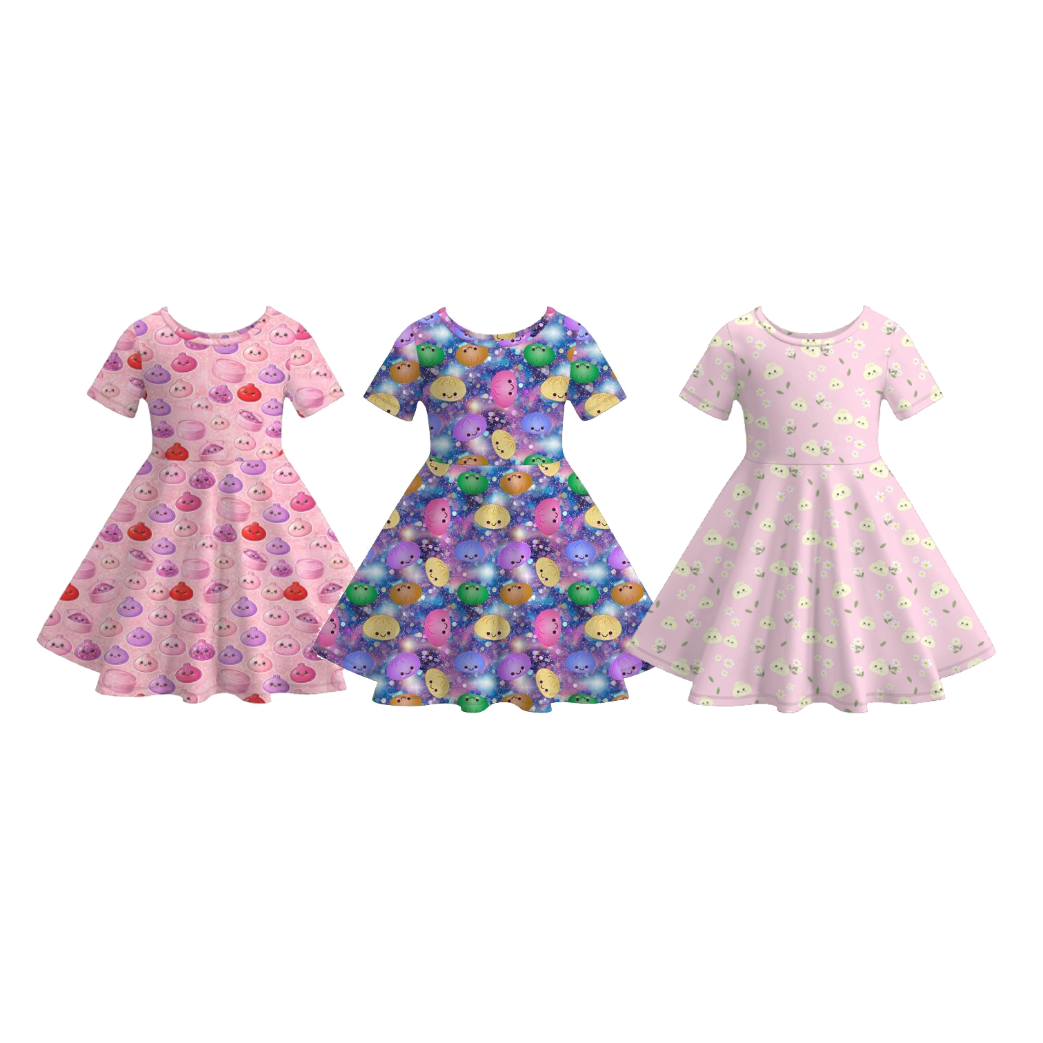 (Pre Order)Girls Spring&Summer Dumpling Print Dress