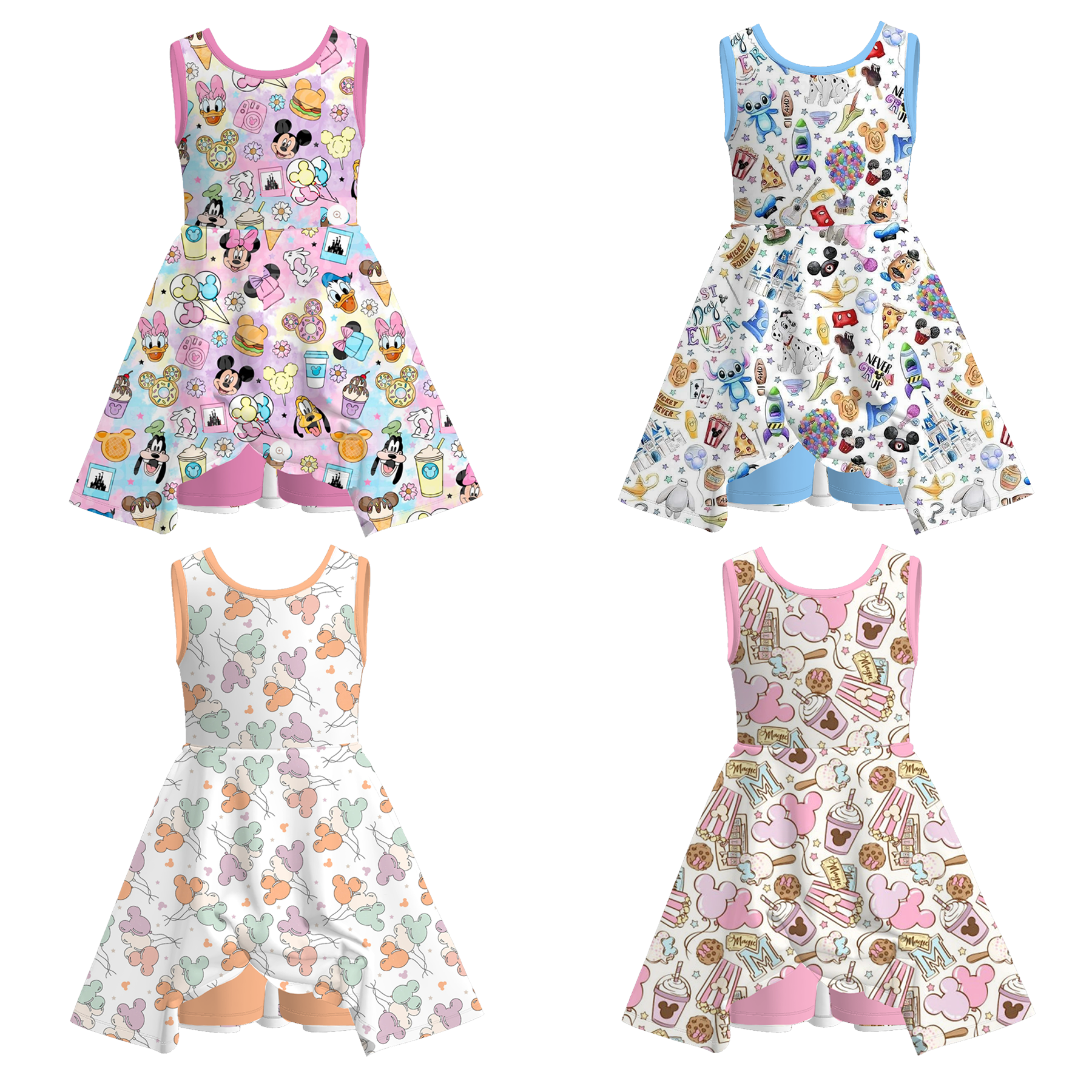 (Pre Order)Girls Spring and Summer Cartoon Print Skort Dress