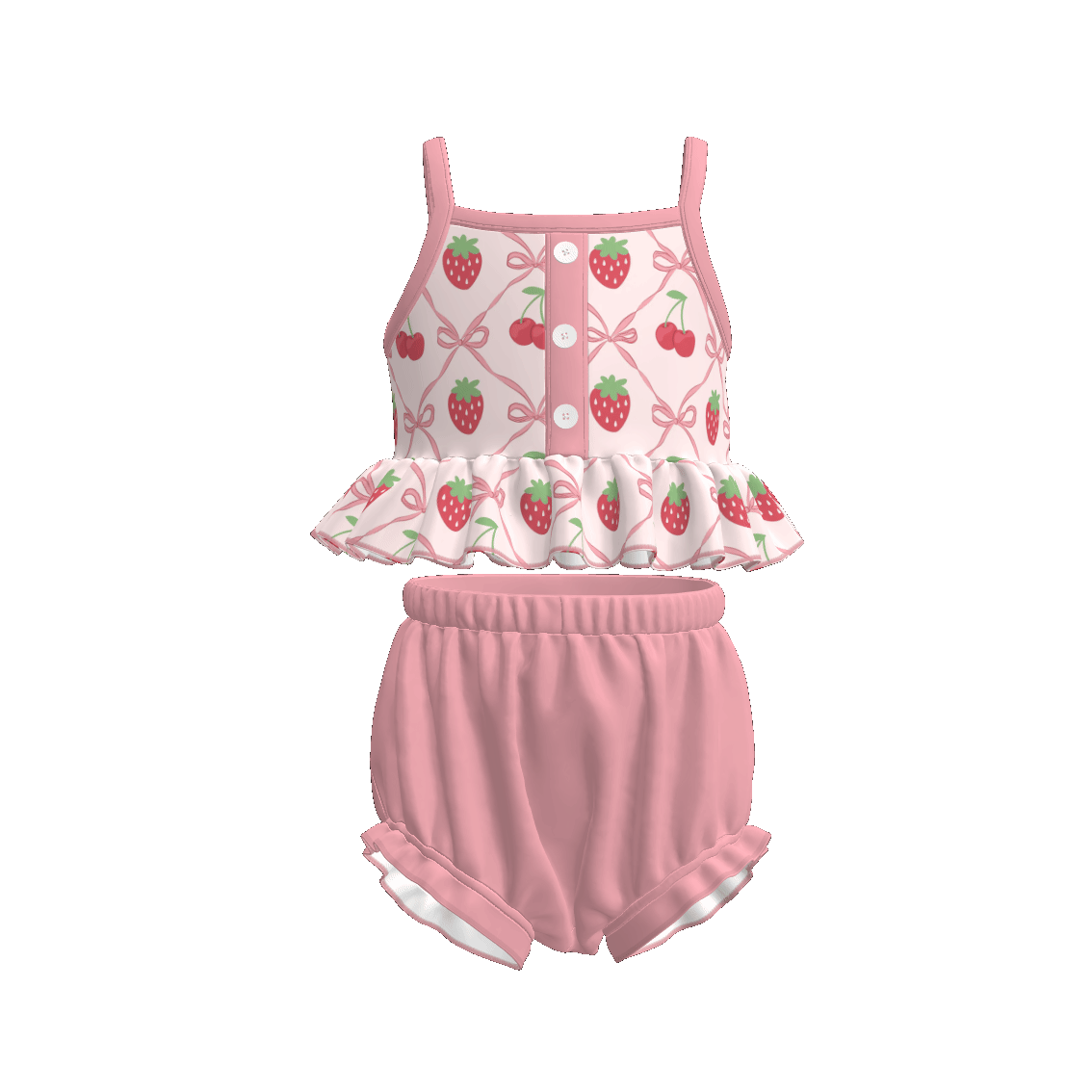 (Pre Order)Toddler Girls Spring and Summer Cherry Print Romper