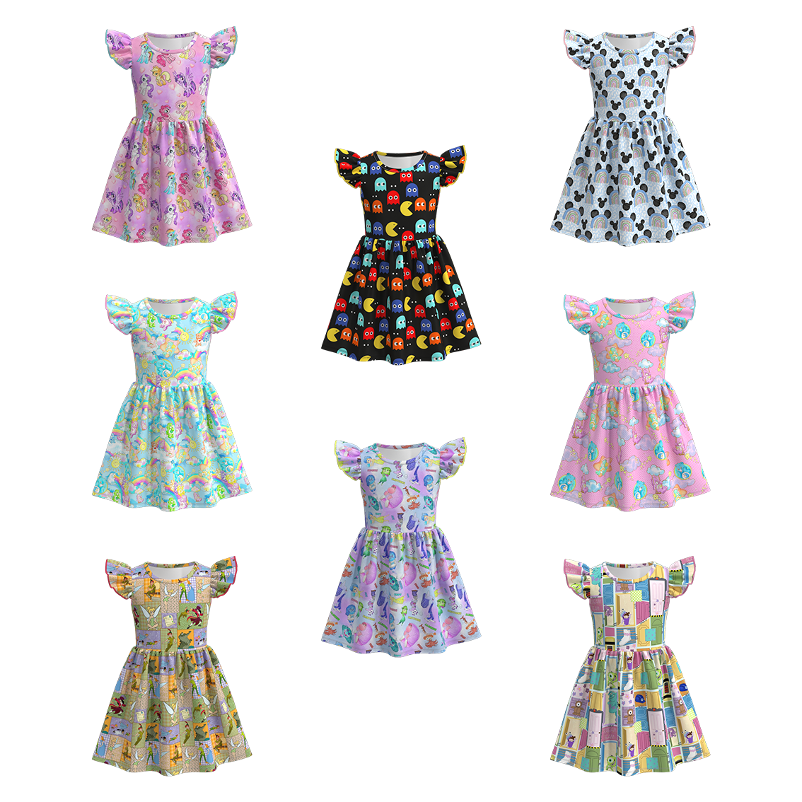(Pre Order)Girls Cute Cartoon Print Dress