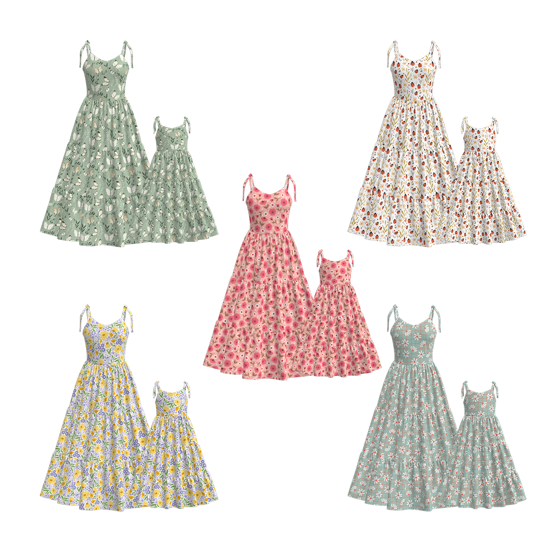 (Pre Order)Mommy and Me Spring and Summer Floral Print MAXI Dress