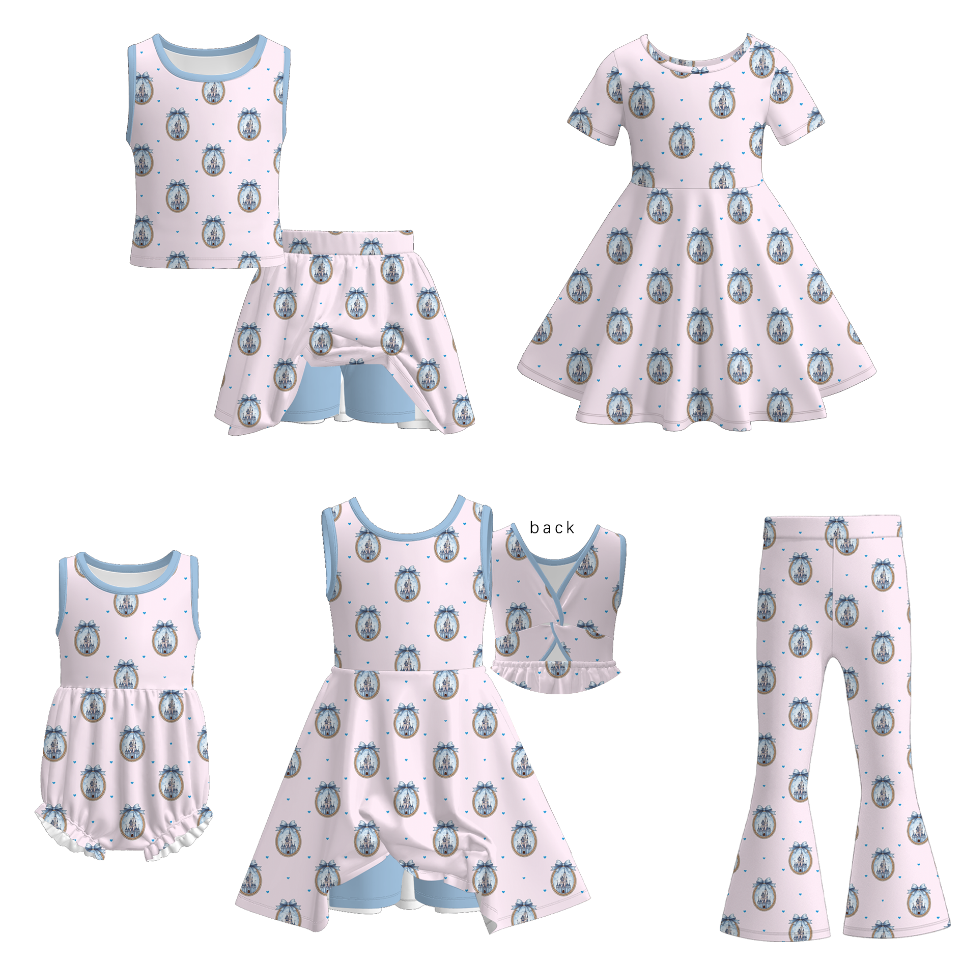 (Pre Order)Sisters Spring&Summer Castle Print Dress,Set&Romper