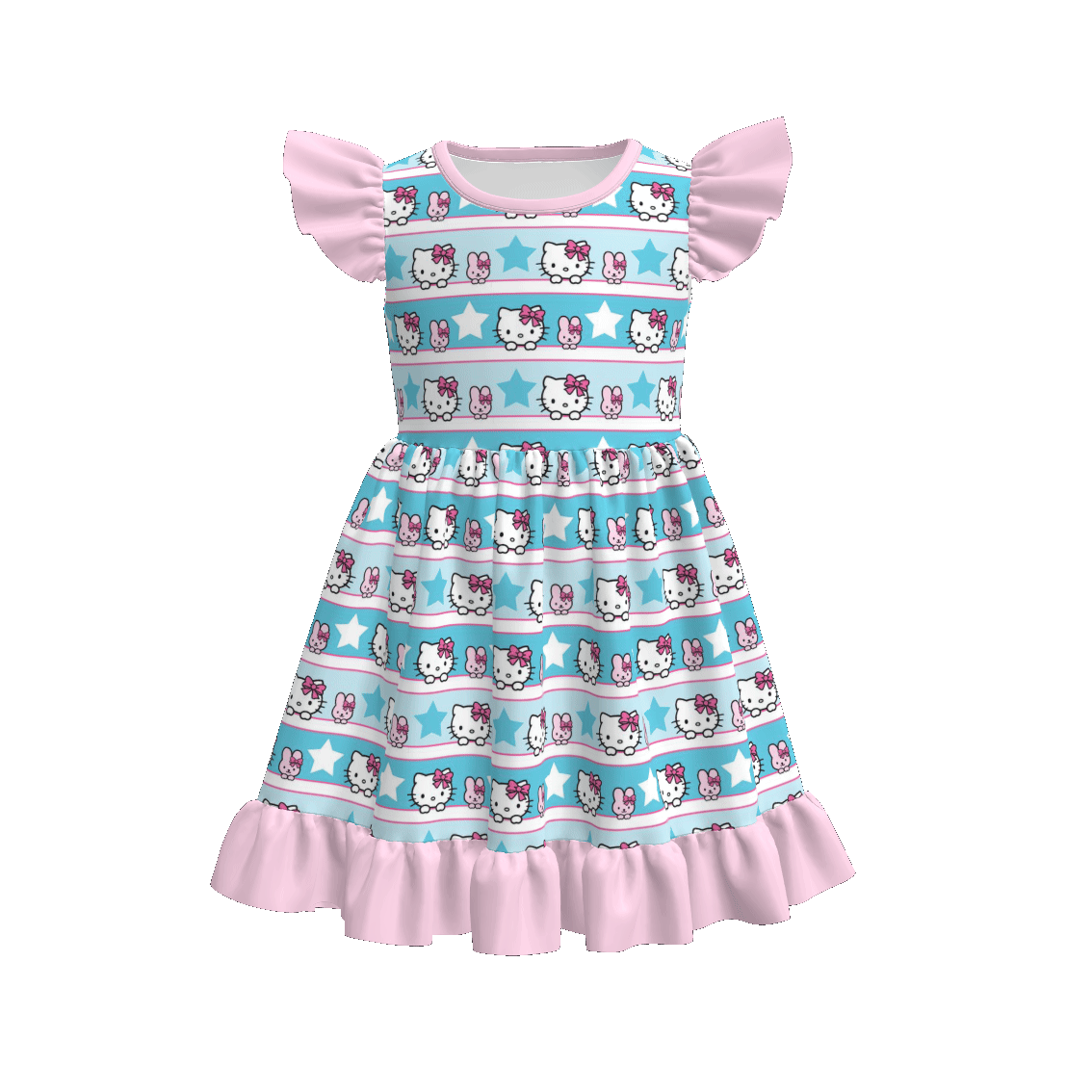 (Pre Order)Girls Spring and Summer Cartoon Print Dress