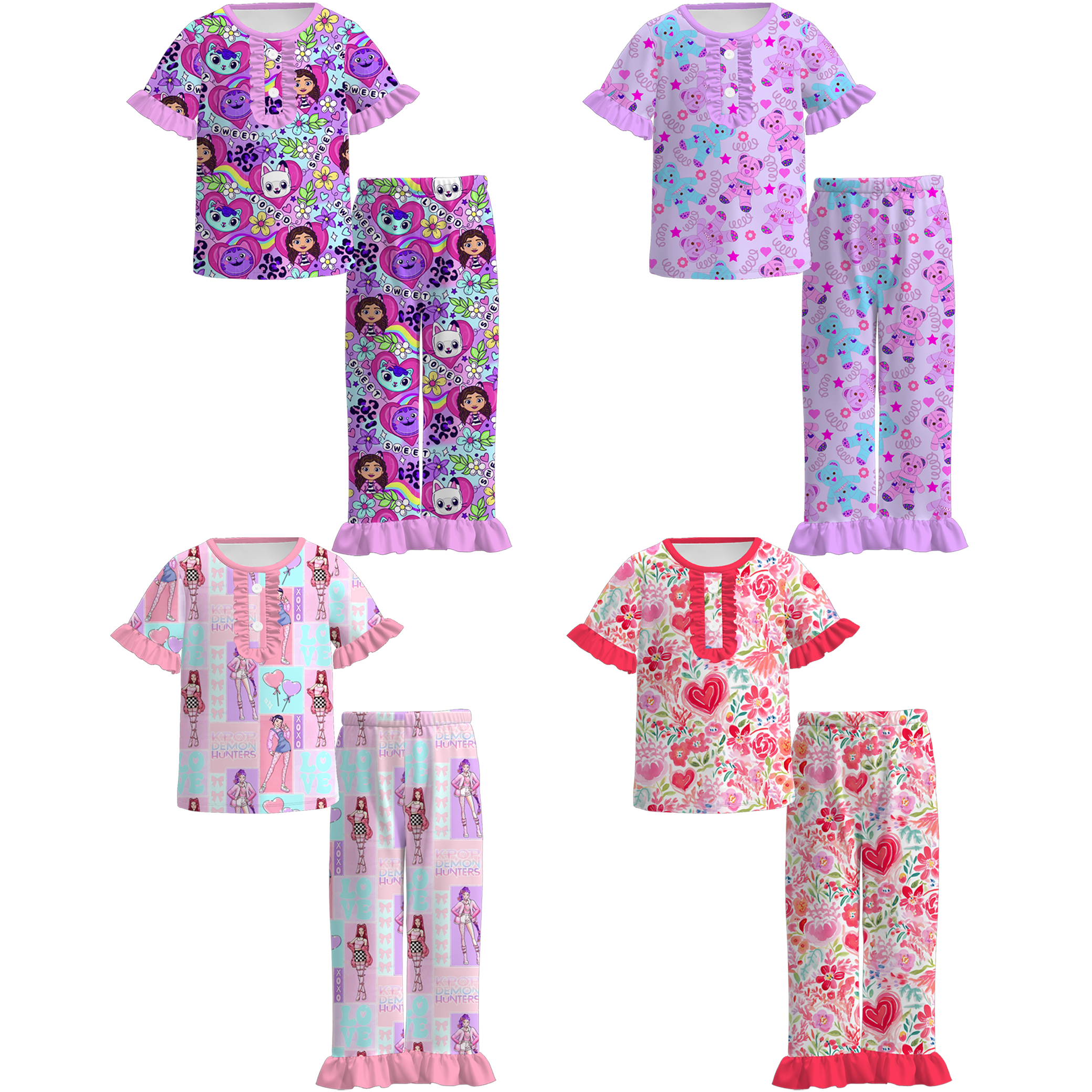 (Pre Order)Girls Valentine's Day Print Pajamas