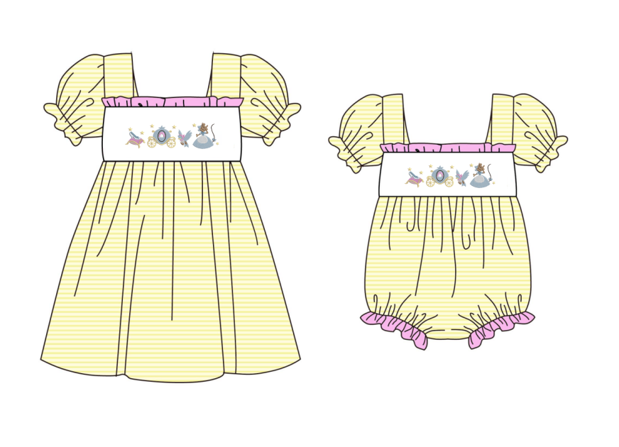 (Pre Order)Sisters Spring Princess Embroidery Smocked Dress&Romper