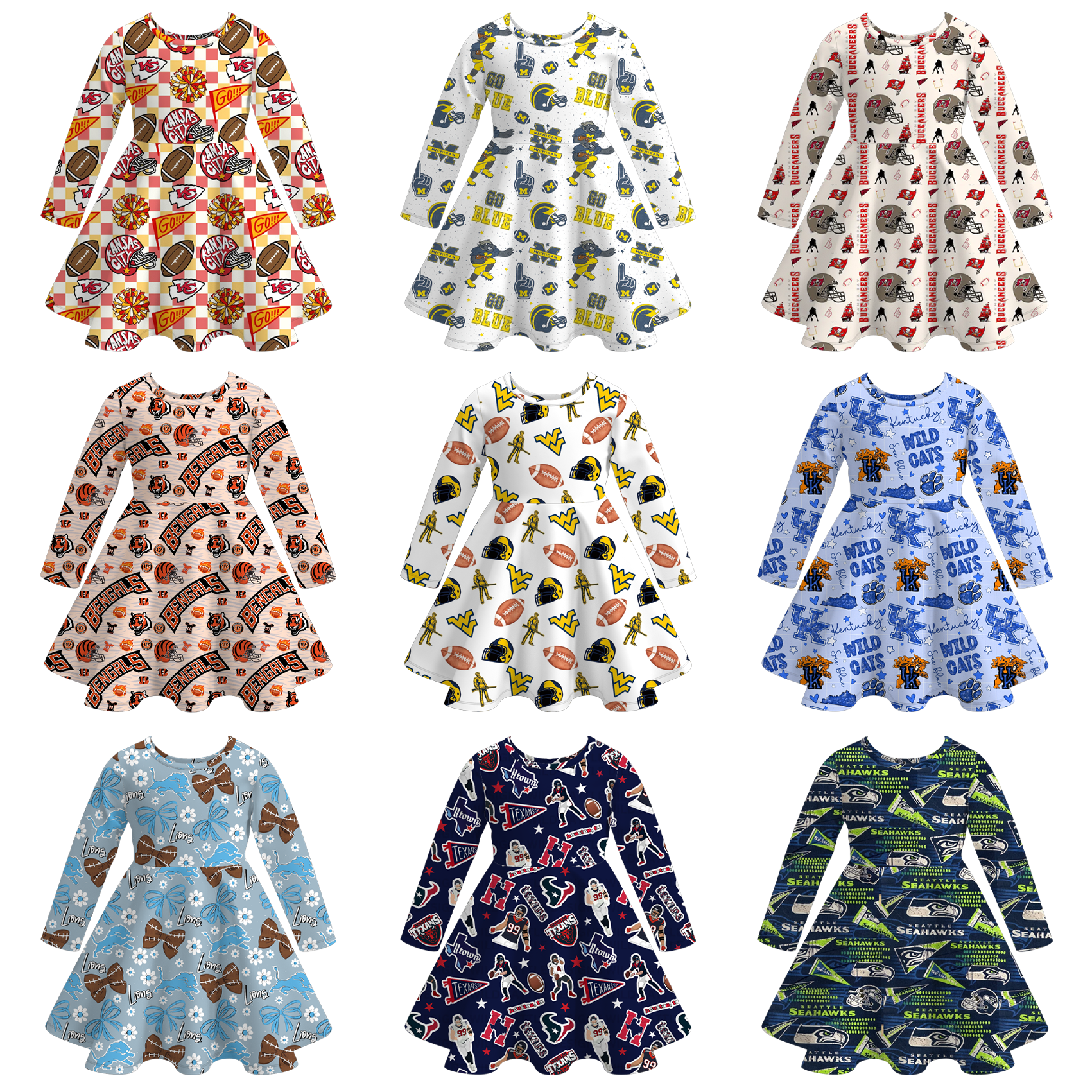 (Pre Order)Girls Football Print Milk Silk Dress