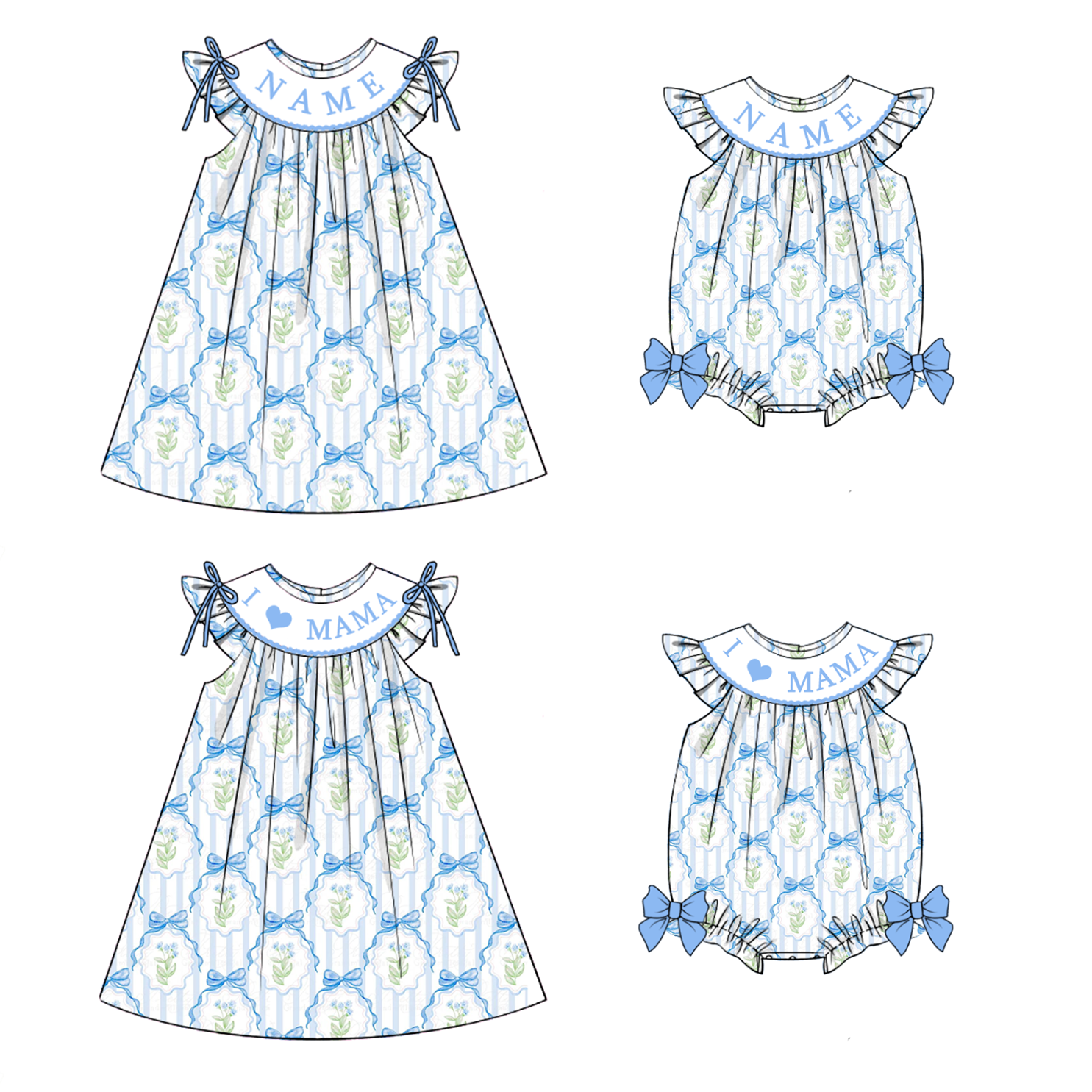 (Pre Order)Sisters Spring and Summer Embroidery Smocked Dress&Romper