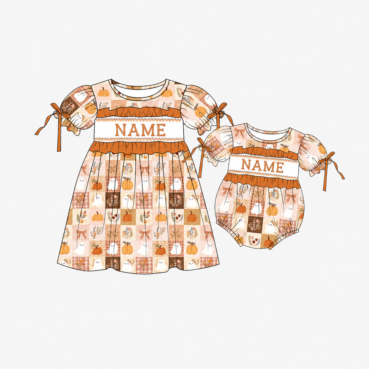 (Weekly Pre-Order)Girls Halloween Embroidery Smocked Dress&Romper