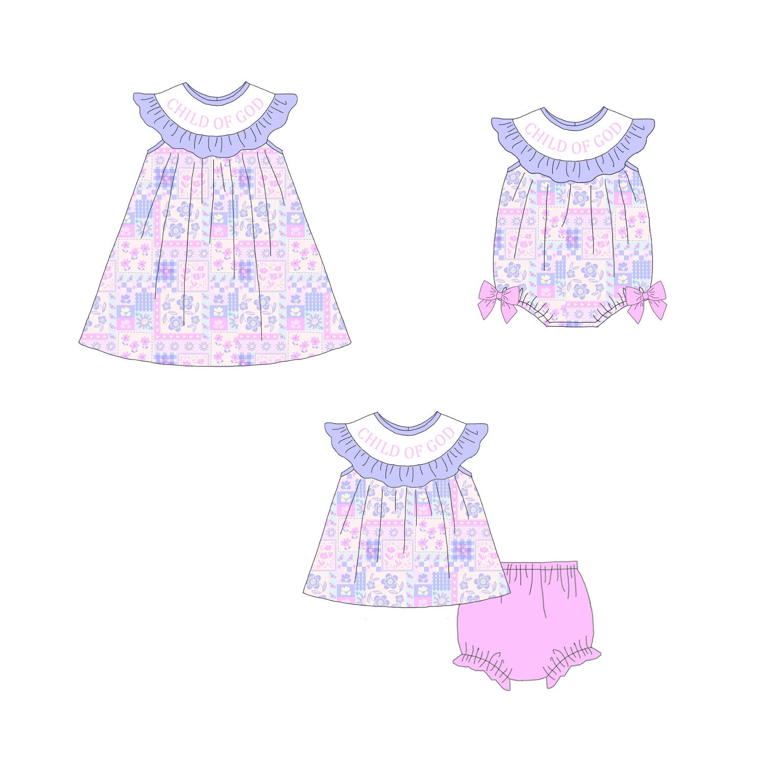 (Pre Order)Sisters Easter Embroidery Smocked Dress&Romper