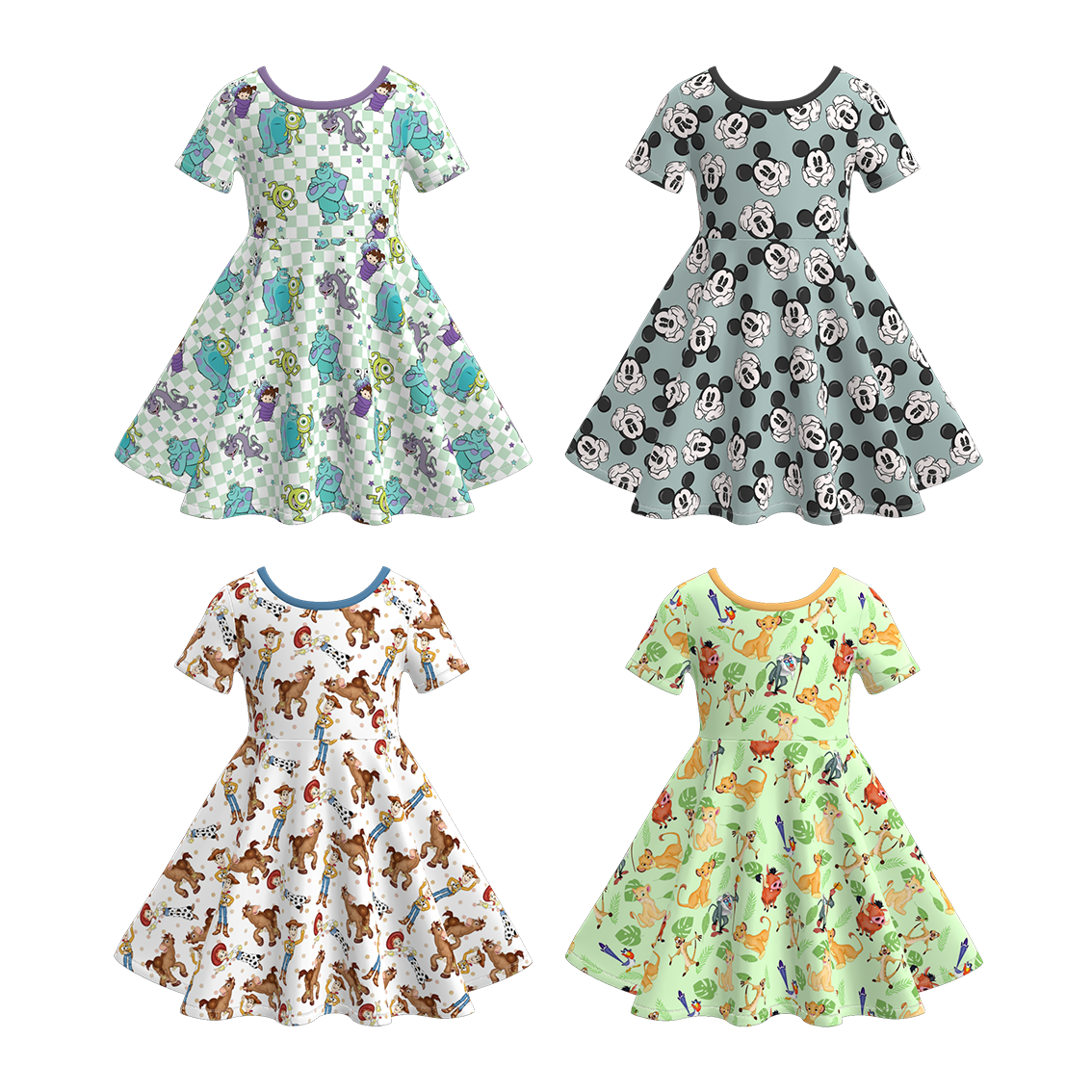 (Pre Order)Girls Spring and Summer Cartoon Print Dress