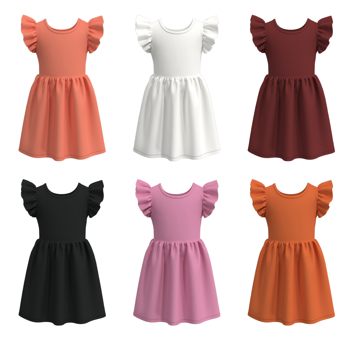 (Pre Order)Girls Rib Fabric Solid Dress