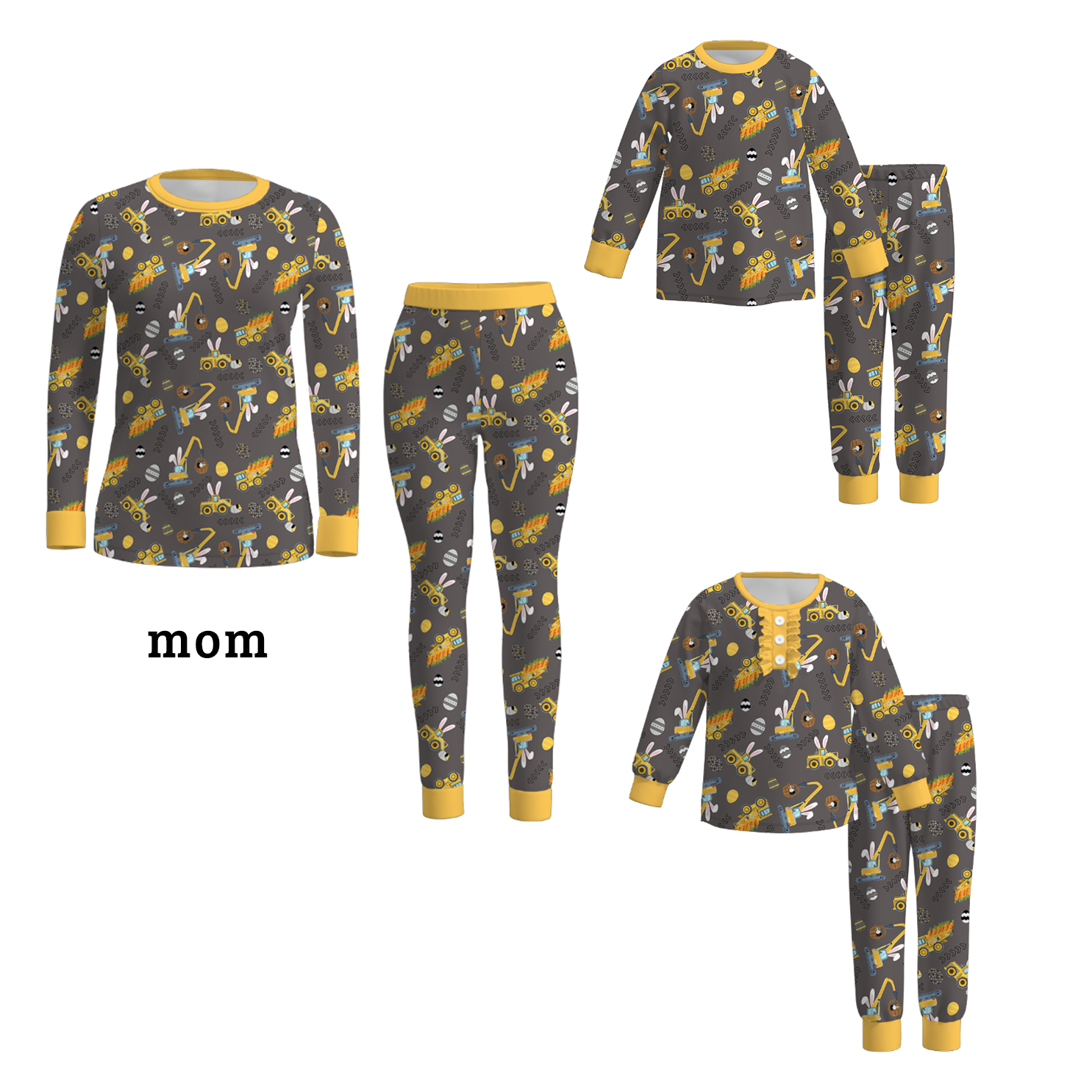 (Pre Order)Mommy and Me Easter Bunny Print Pajamas