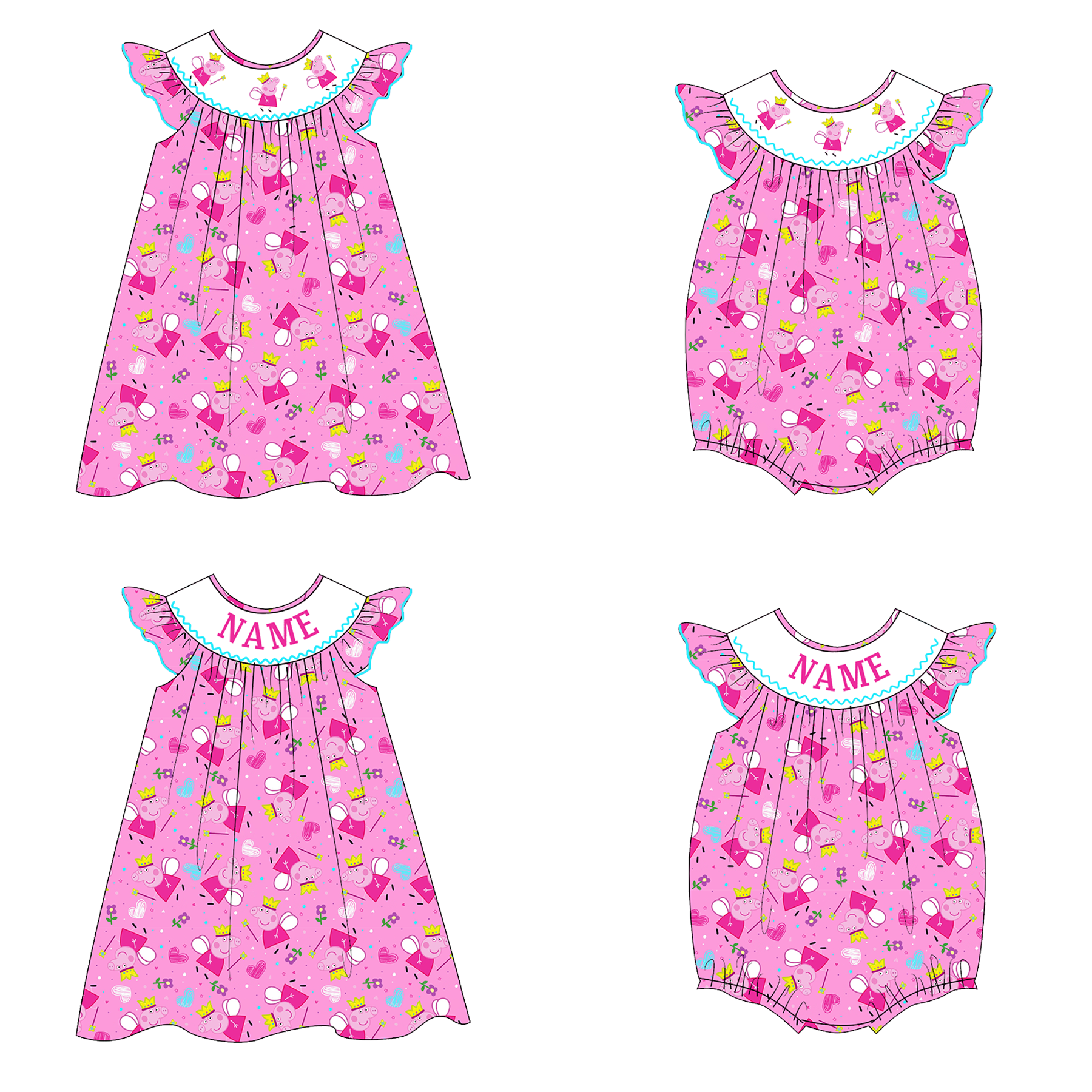 (Weekly Pre-Order)Girls Cartoon Embroidery Smocked Dress&Romper(Ends Wednesday)