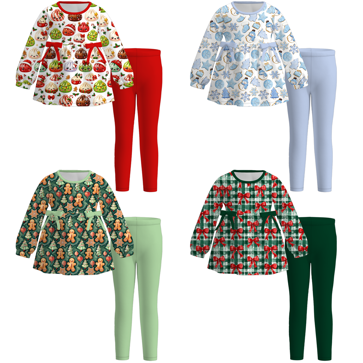 (Pre Order)Girls Christmas Print Outfit Set